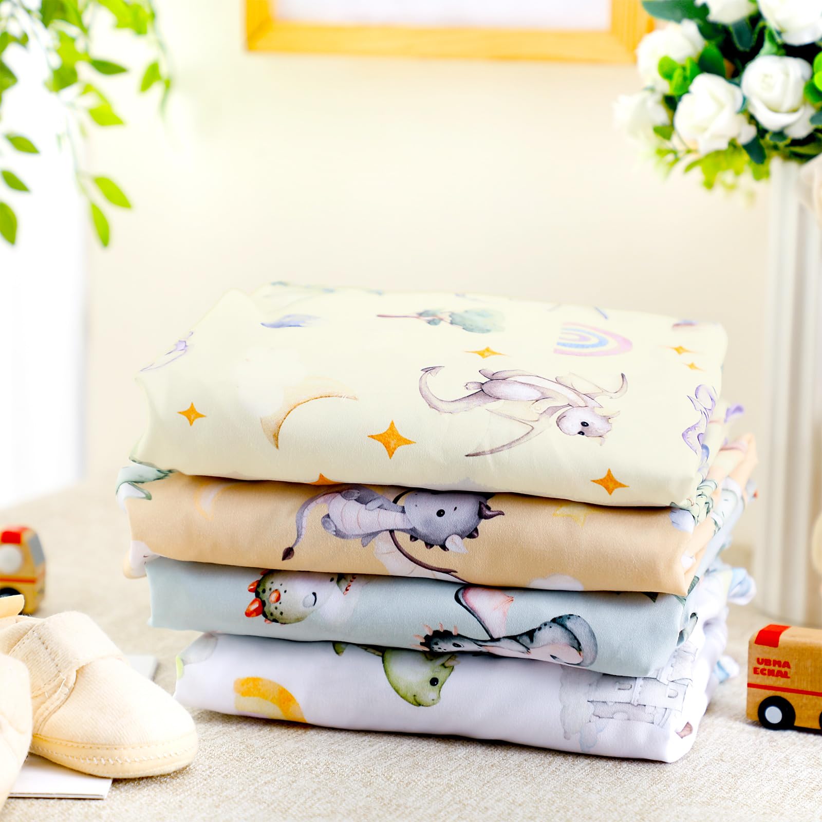 VitalCozy watercolor dragon crib sheet nursery décor that sparks imagination