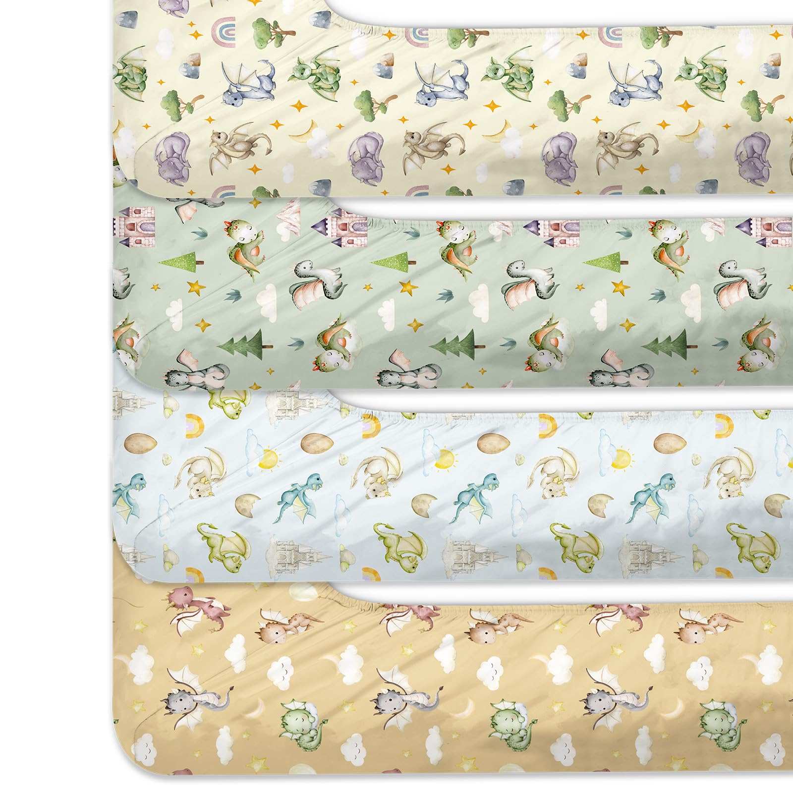 VitalCozy watercolor dragon crib sheet standard fit ensures snug, safe sleep