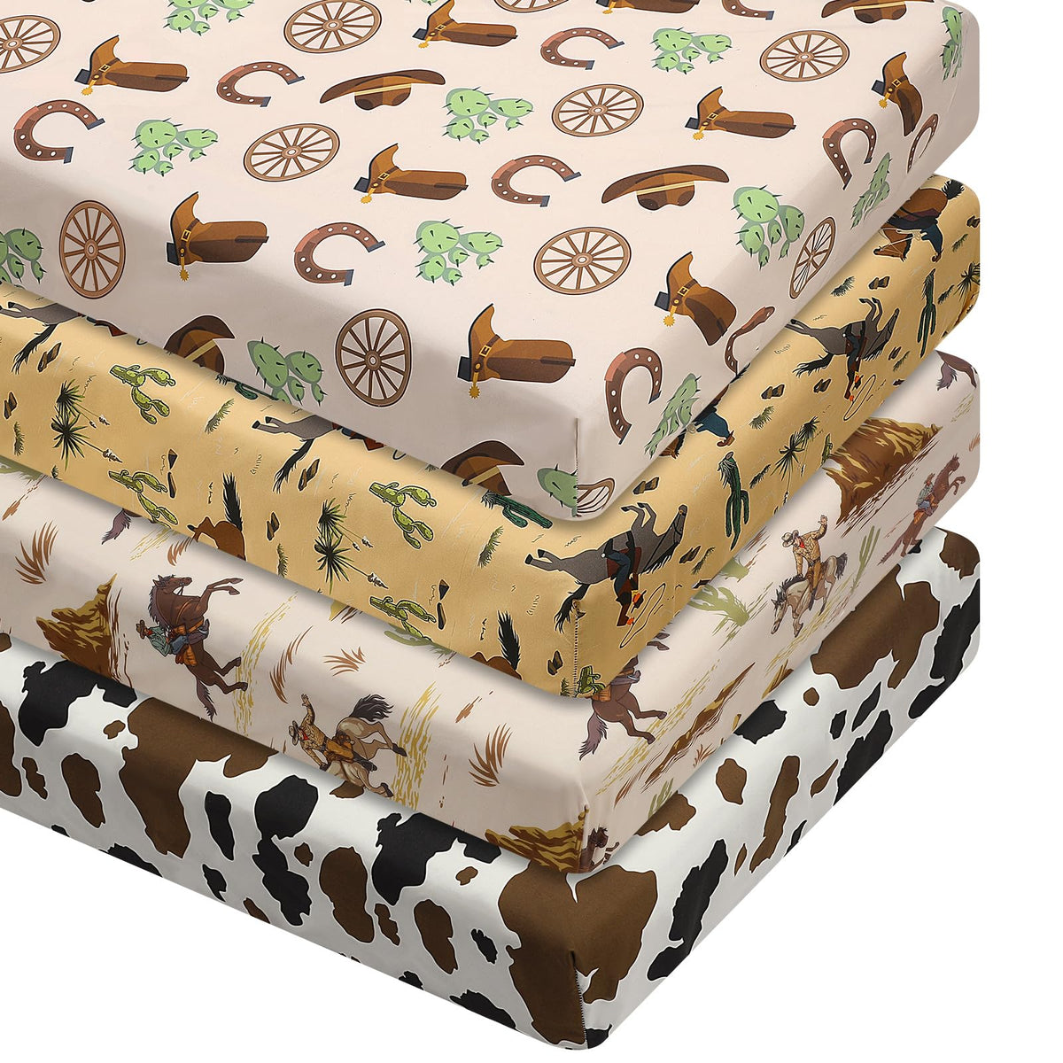VitalCozy western cowboy crib sheet set close-up shows soft fabric for cozy, gentle sleep