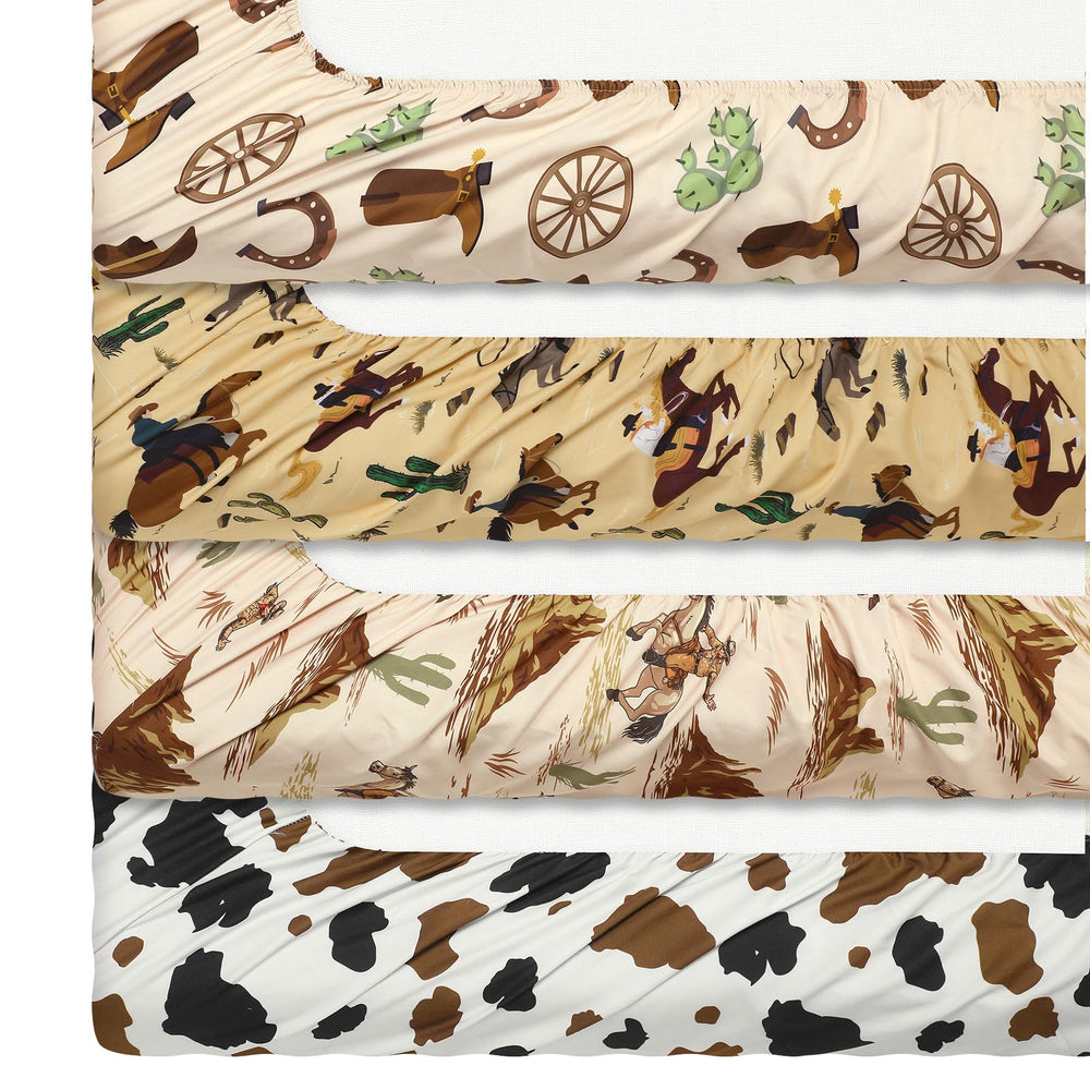 VitalCozy western cowboy crib sheet set on a standard crib demonstrates secure fit and easy care