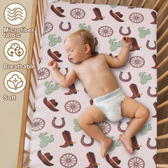 VitalCozy western cowboy crib sheet set in action during bedtime routine, promoting calm, imaginative play