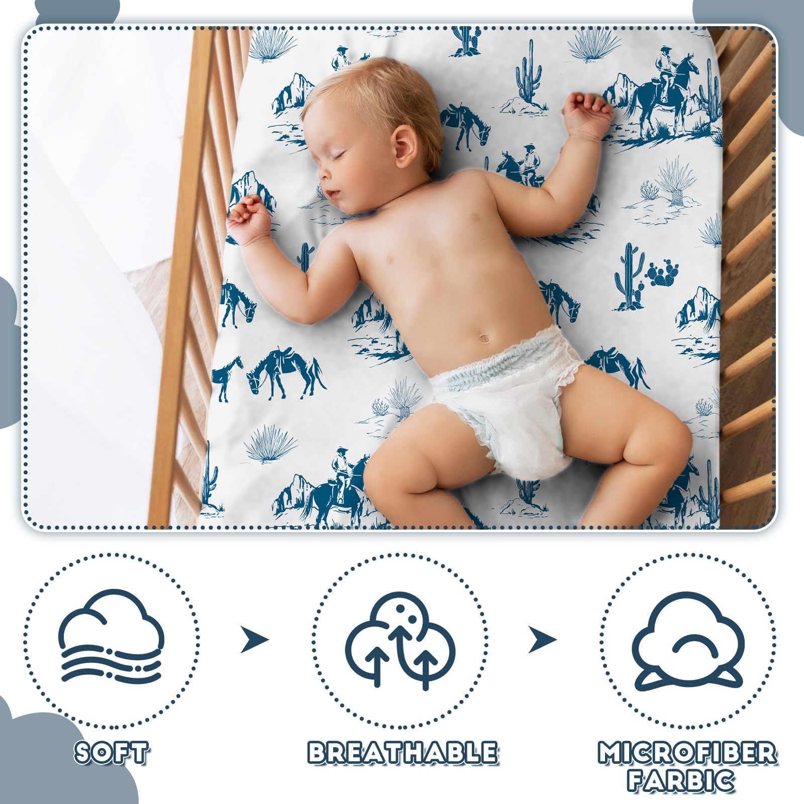 VitalCozy western cowboy nursery decor theme adds playful ambiance to the room.