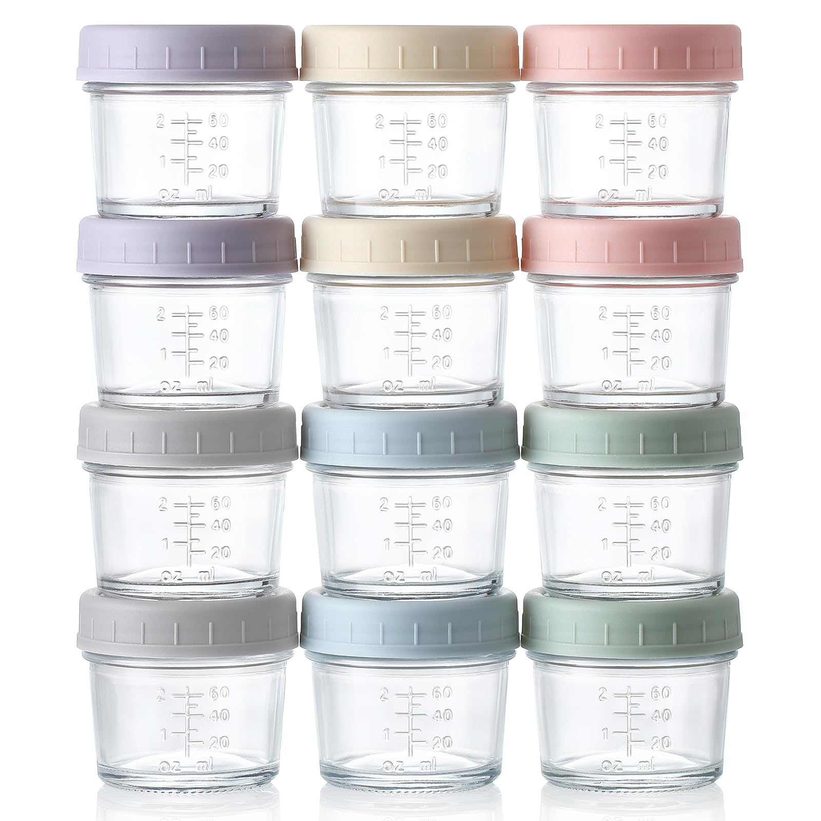 VITEVER 12-pack glass containers with 4oz capacity and secure lids for freshness