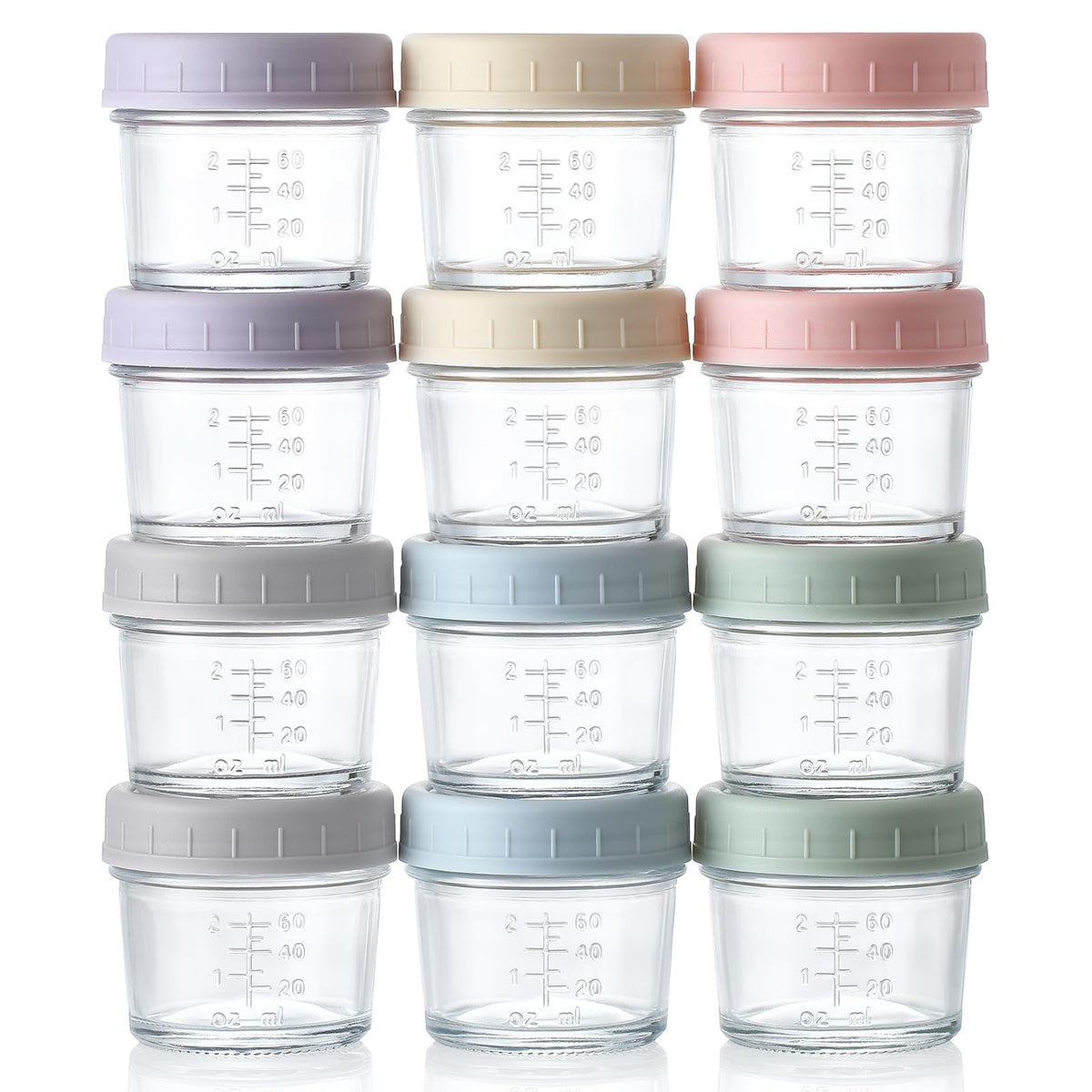 VITEVER 12-pack glass containers with 4oz capacity and secure lids for freshness
