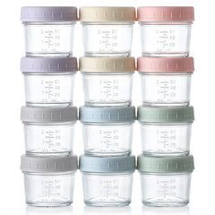VITEVER 12-pack glass containers with 4oz capacity and secure lids for freshness