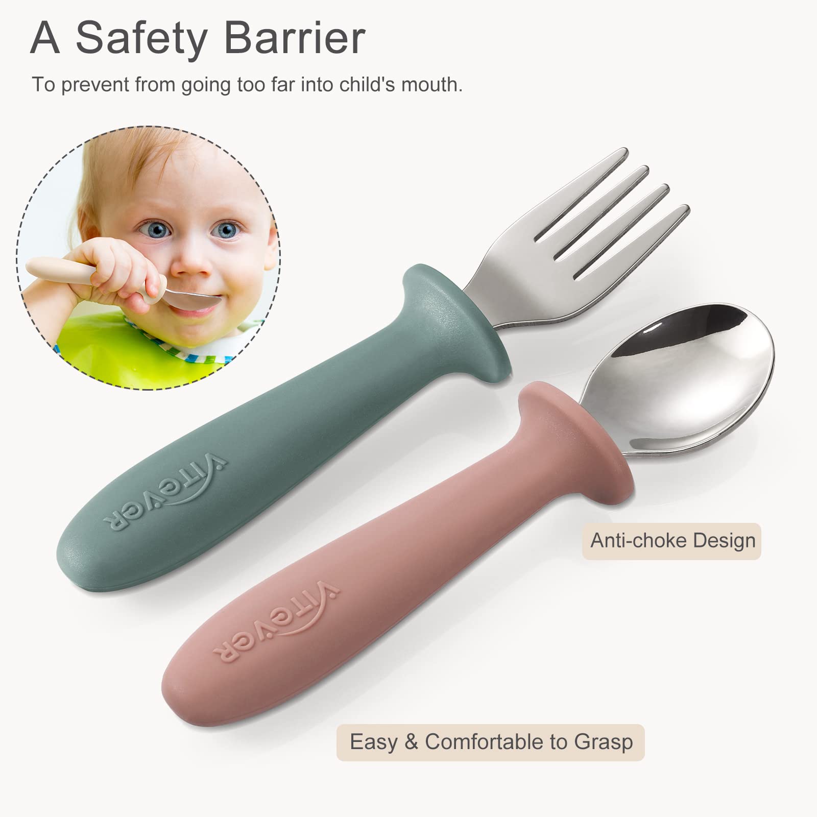 VITEVER mint spoon provides extra grip for tiny mouths