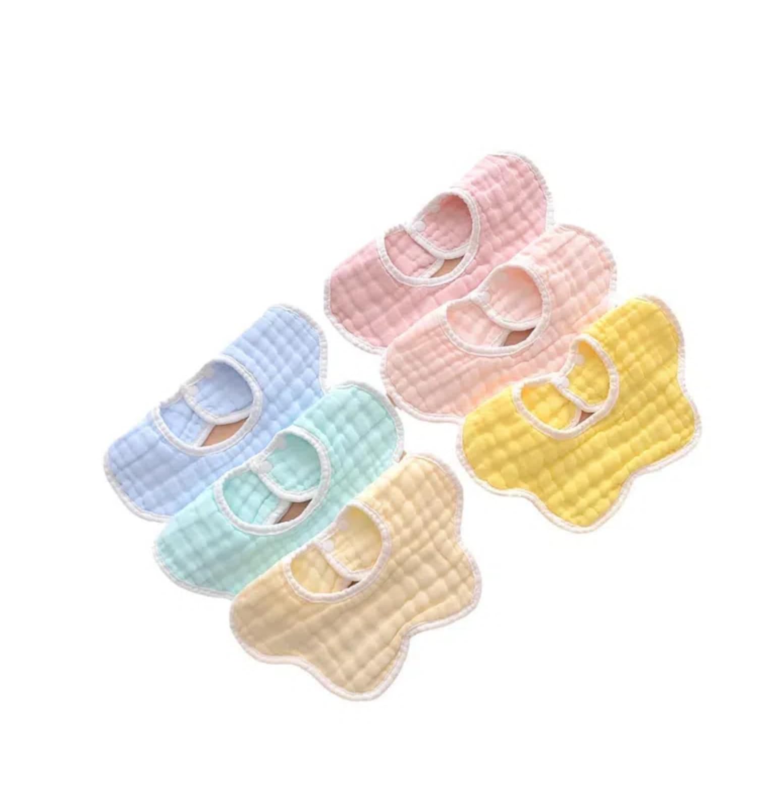 VIVANA muslin bib multicolor front view shows soft drool absorption for sensitive skin