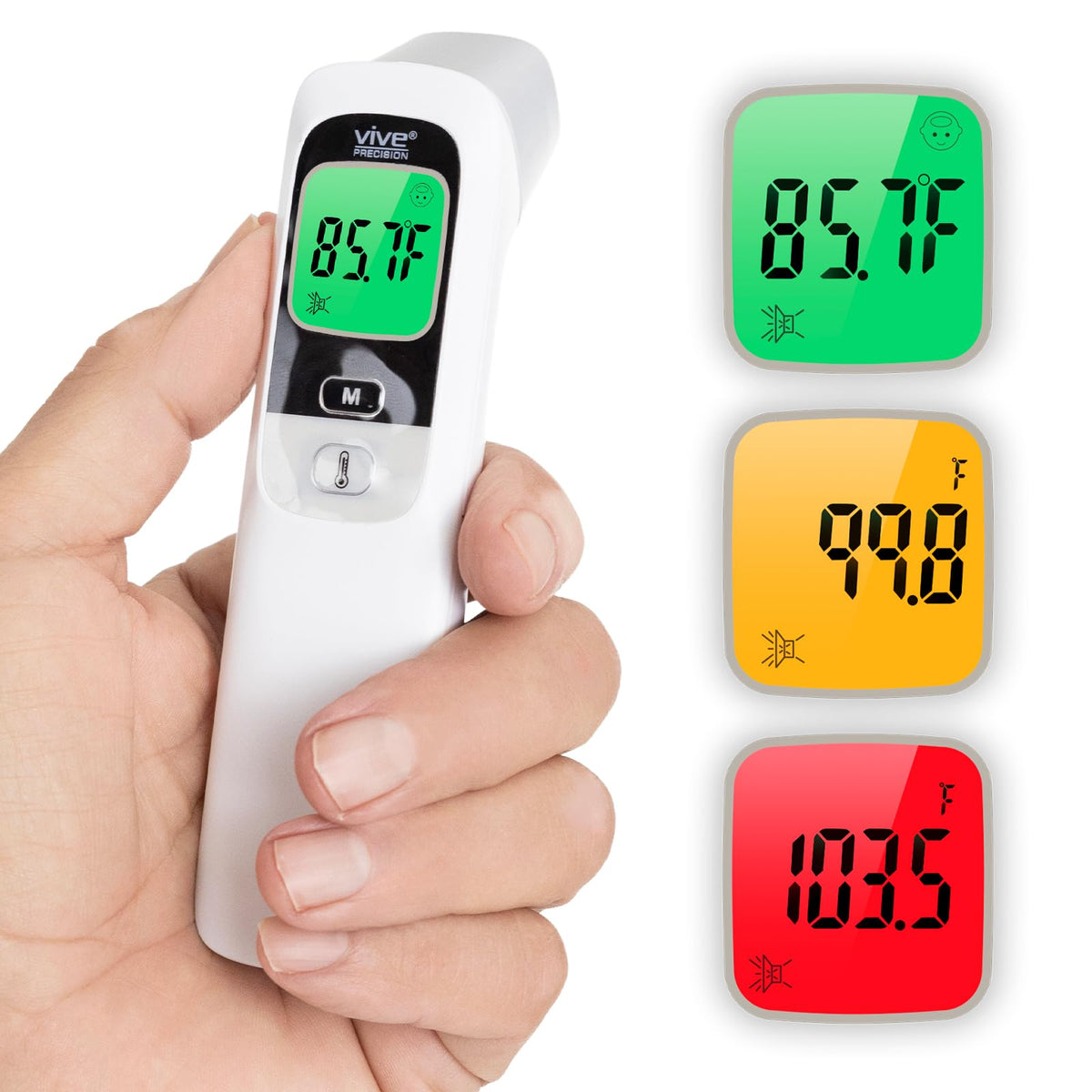 Vive Precision no-touch thermometer front view for fast fever checks
