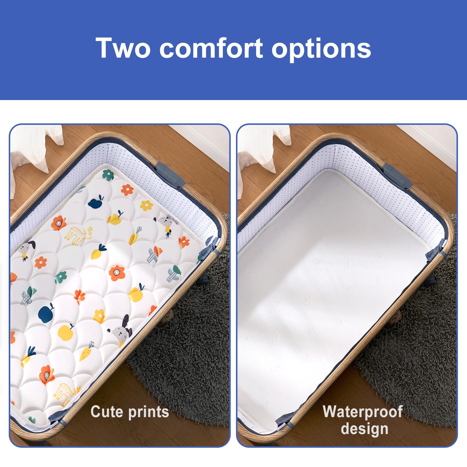 VIVIDVIBEBEARPAS bassinet mattress quiet design minimizes disturbance during sleep.