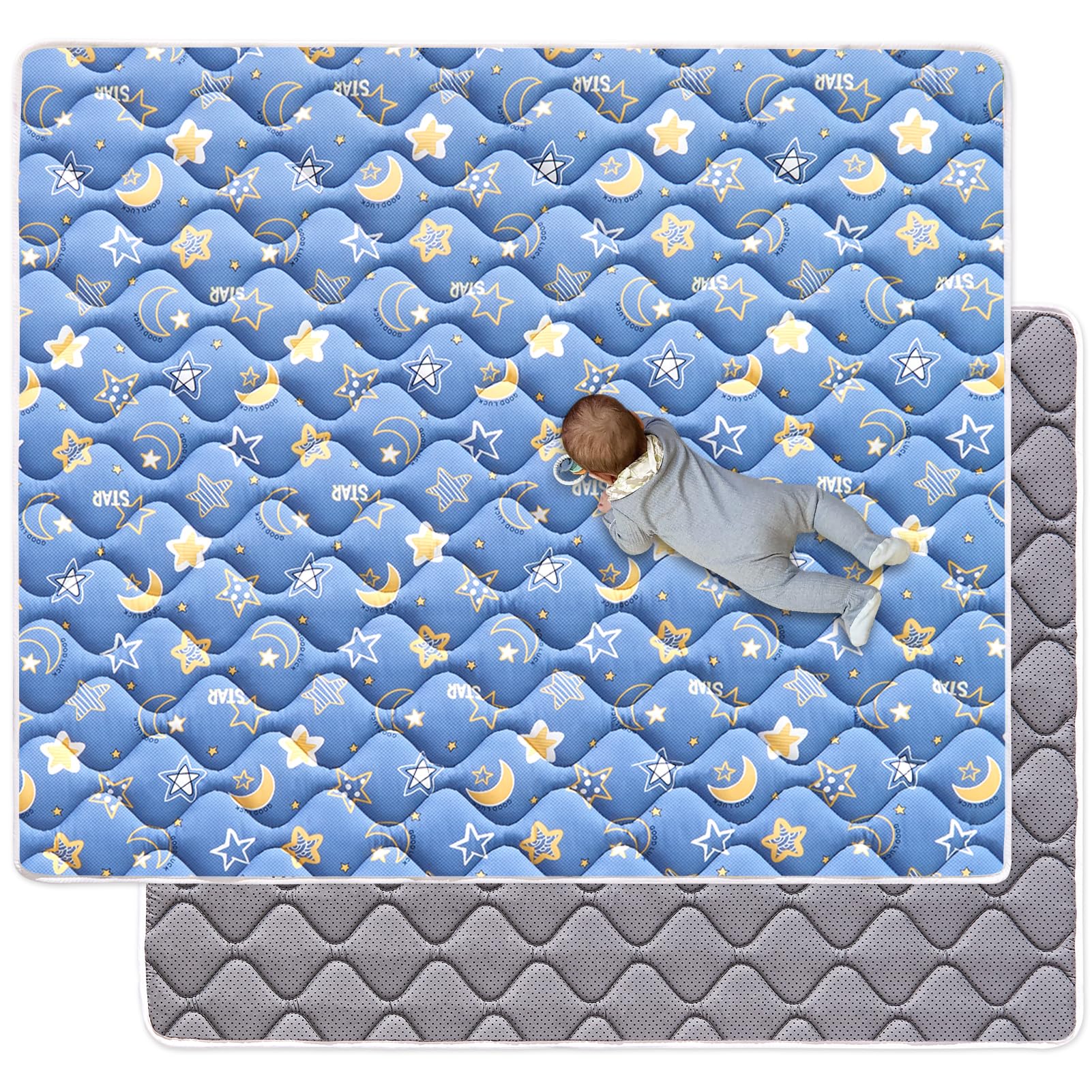 VIVIDVIBEBEARPAS odorless foam baby play mat 79x59 inches for expansive safe floor play.