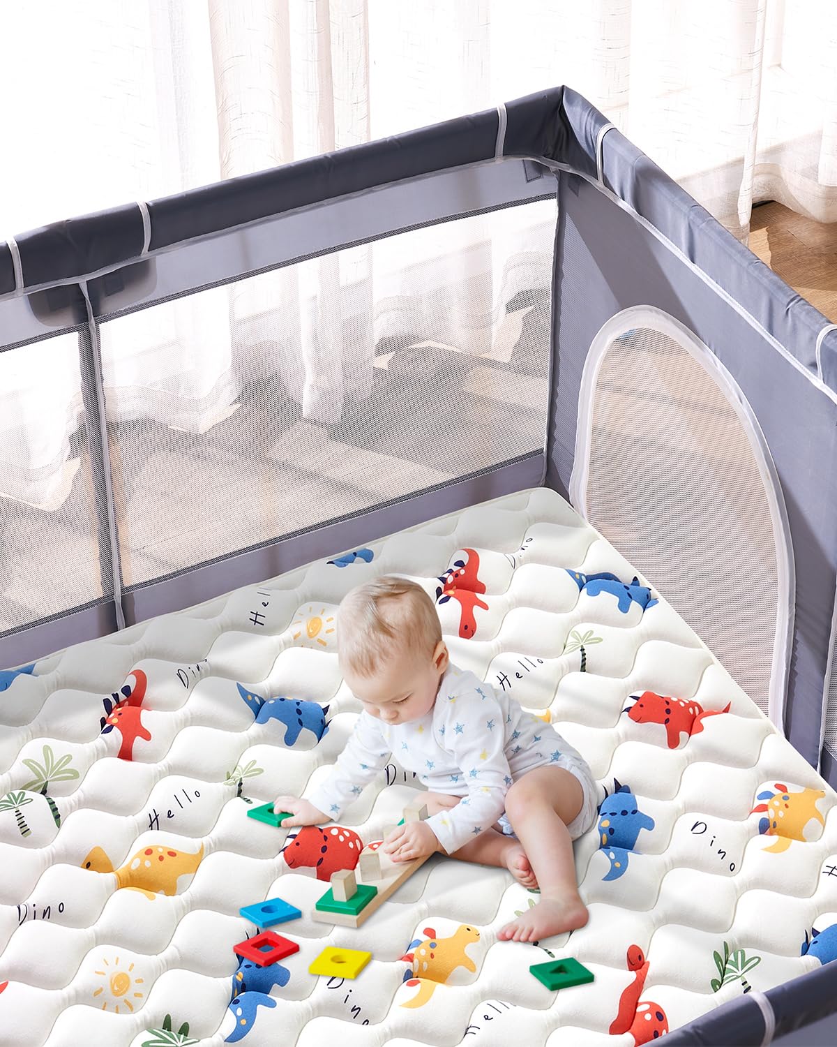 VIVIDVIBEBEARPAS reinforced precision stitching on durable play mat