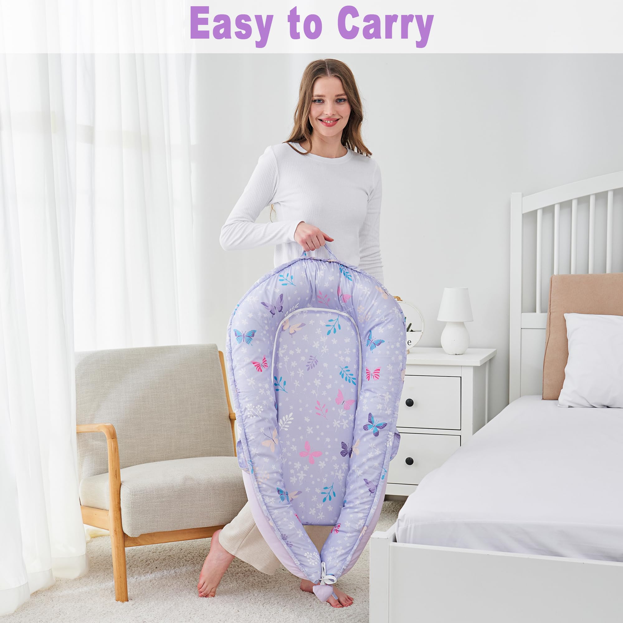 Viviland Baby Lounger Butterfly detachable cover with invisible zipper.
