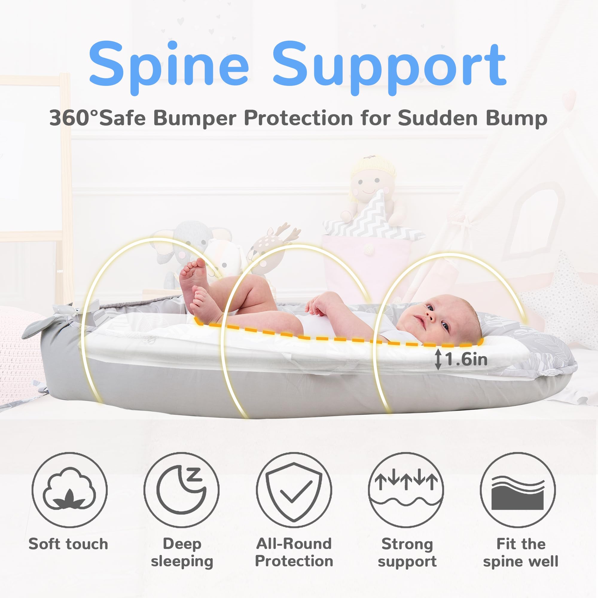 Viviland Baby Lounger uses OEKO-TEX-certified fabric for safety and comfort.