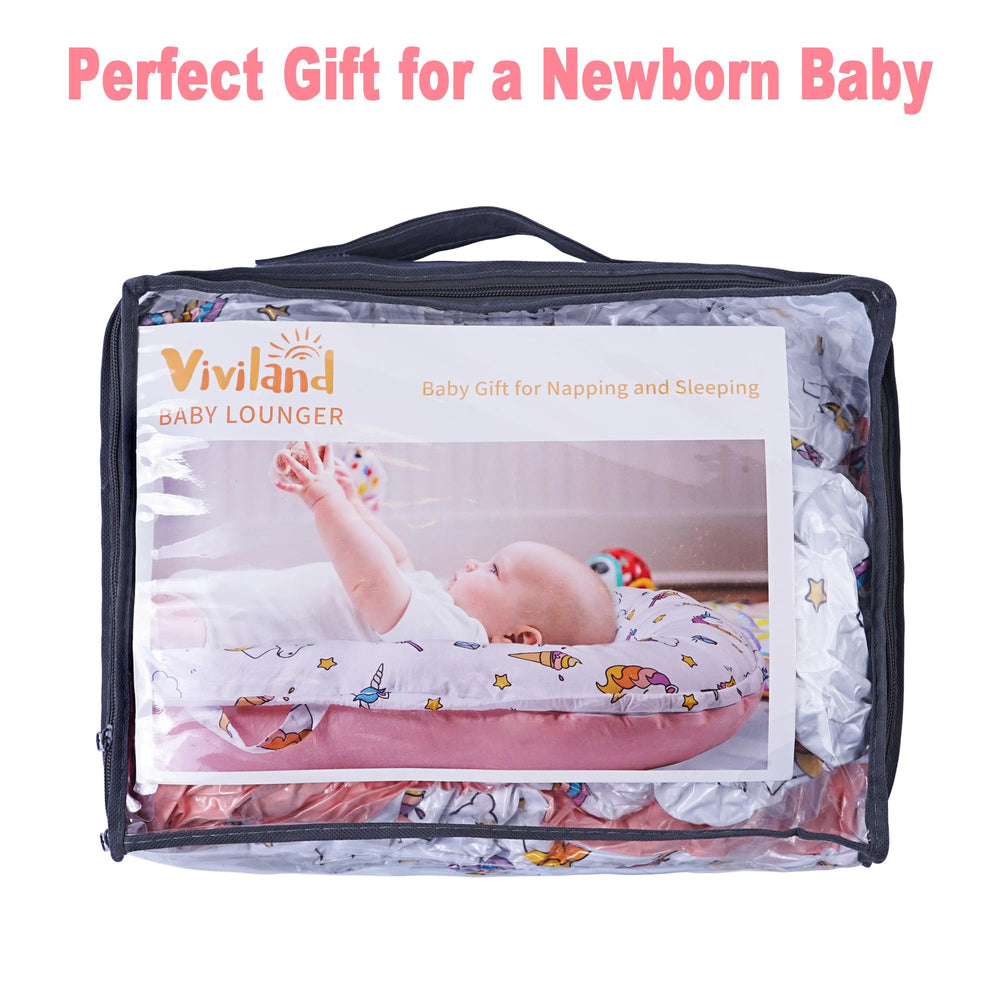 Viviland lounger fabric shown as oeko-tex-certified material promotes safer baby skin.
