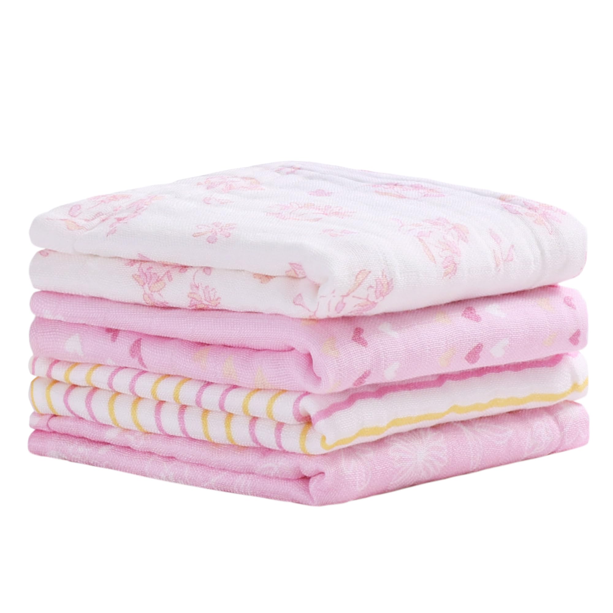 Viviland baby muslin burp cloths folded for quick spill absorption and gentle drying.