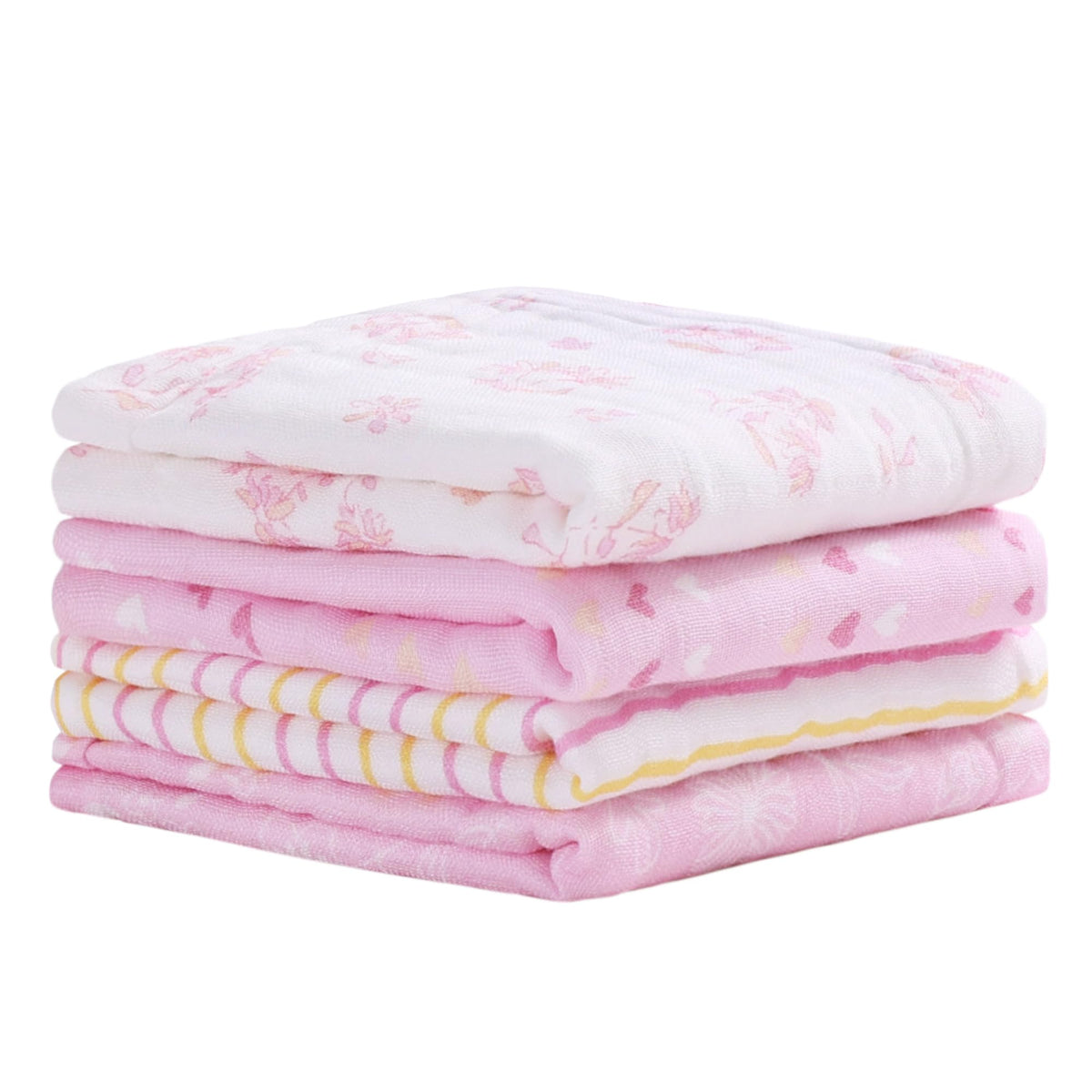 Viviland baby muslin burp cloths folded for quick spill absorption and gentle drying.