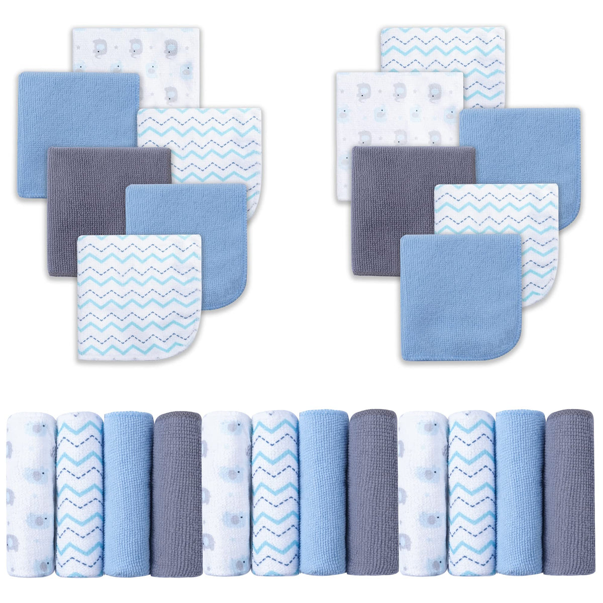Viviland baby washcloths 24-pack front view for easy newborn bath prep