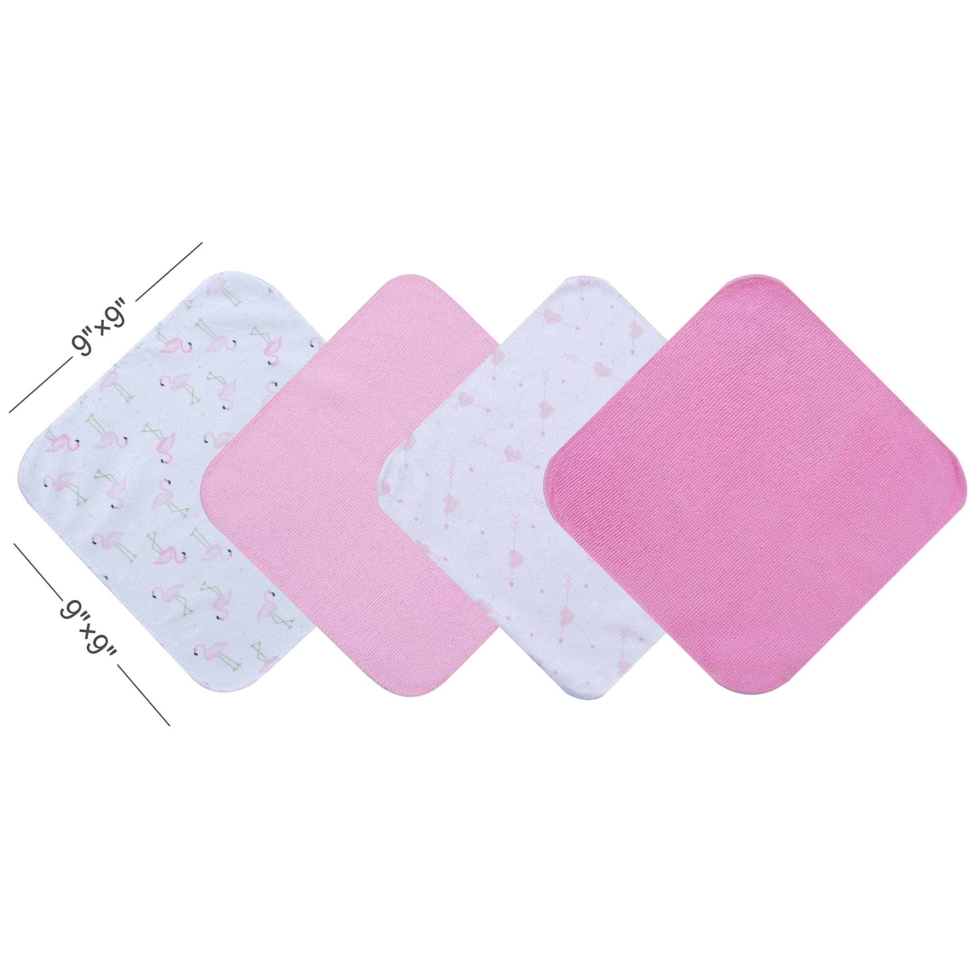 Viviland flamingos pattern washcloths with colorful design for baby bath.