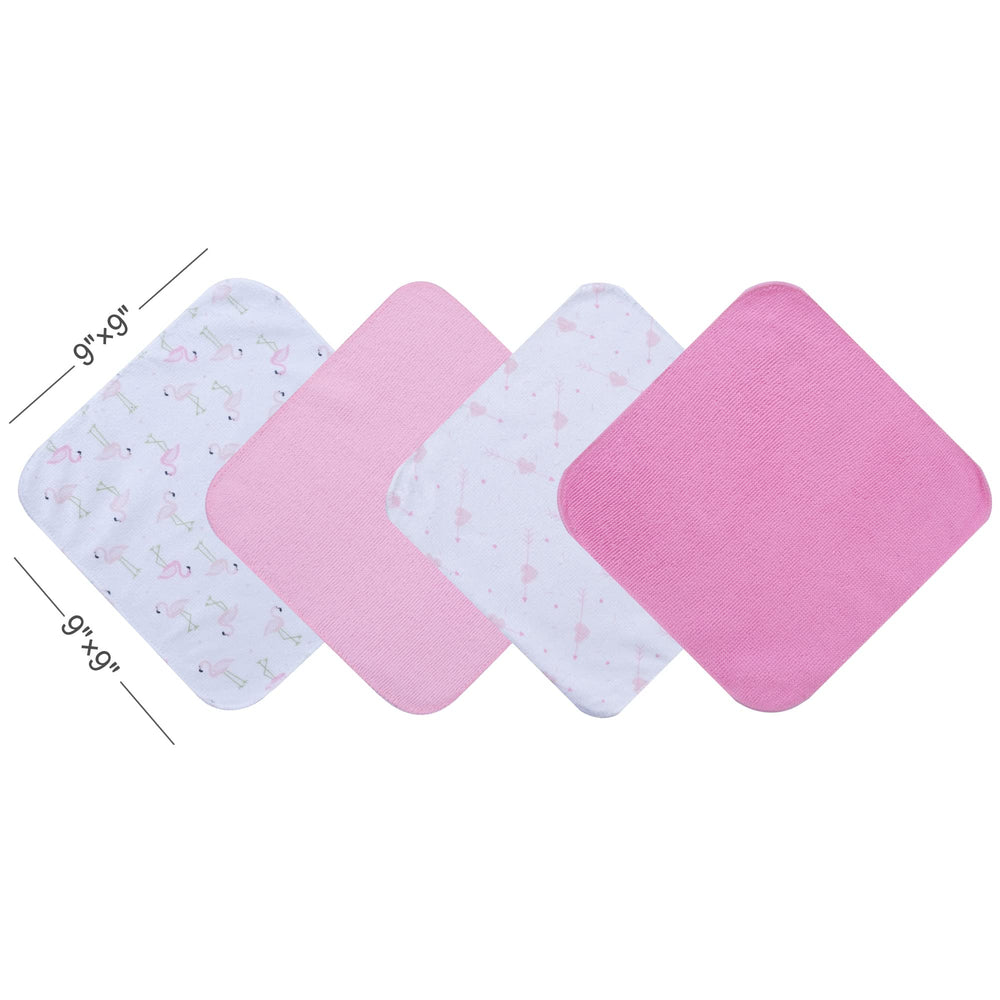 Viviland flamingos pattern washcloths with colorful design for baby bath.