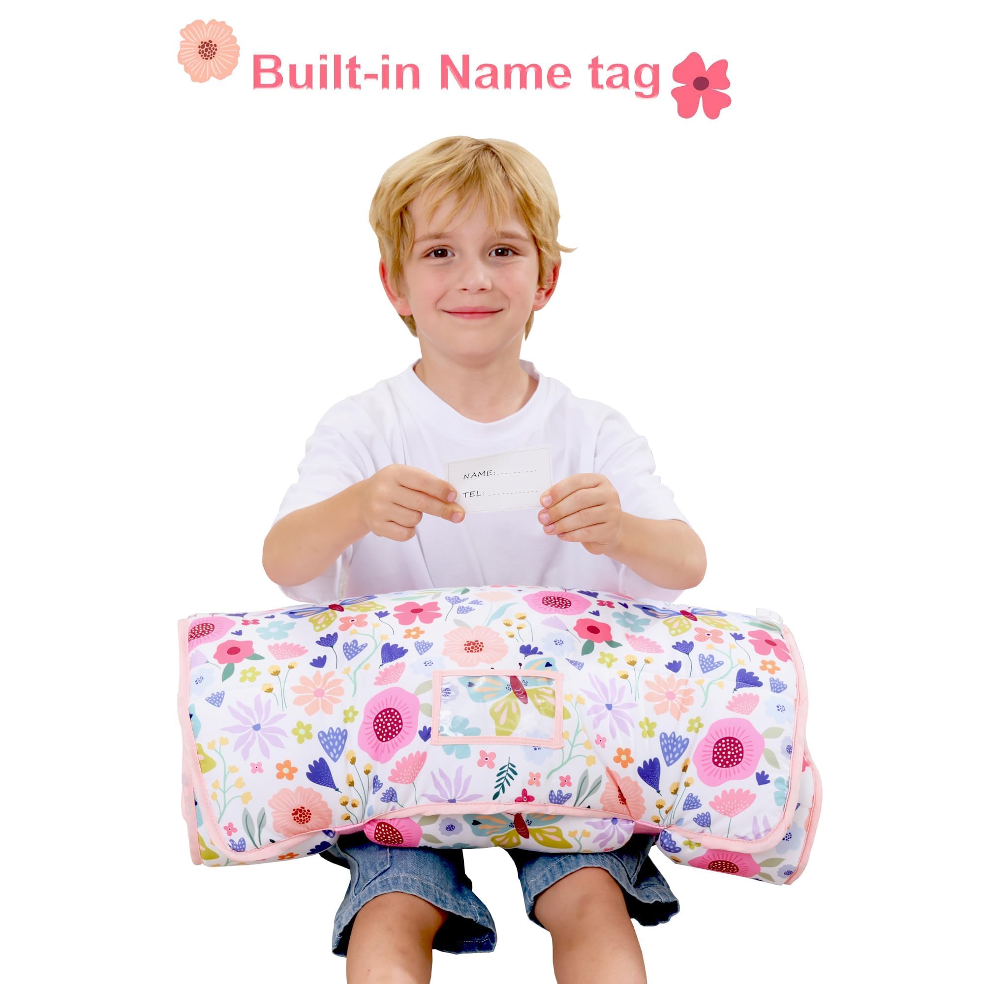 Viviland Butterfly Garden nap mat blanket displays soft minky dot texture.