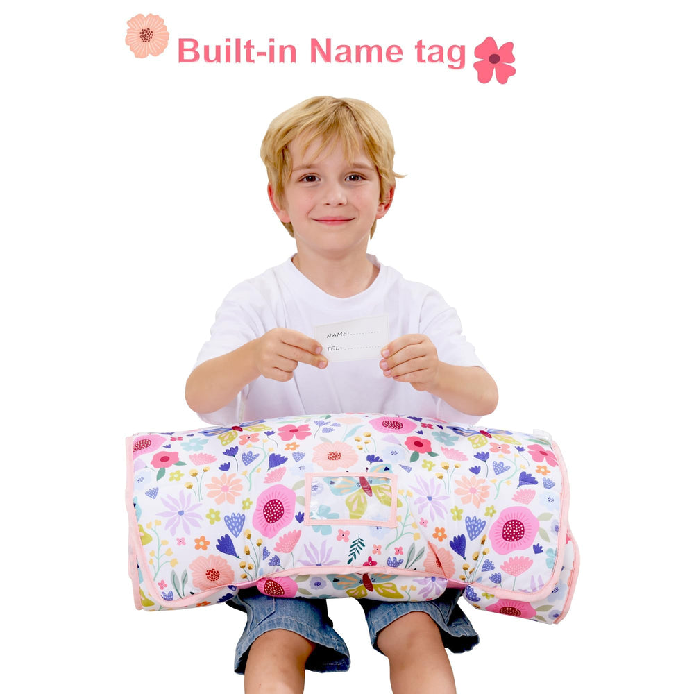 Viviland Butterfly Garden nap mat blanket displays soft minky dot texture.