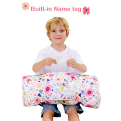 Viviland Butterfly Garden nap mat blanket displays soft minky dot texture.
