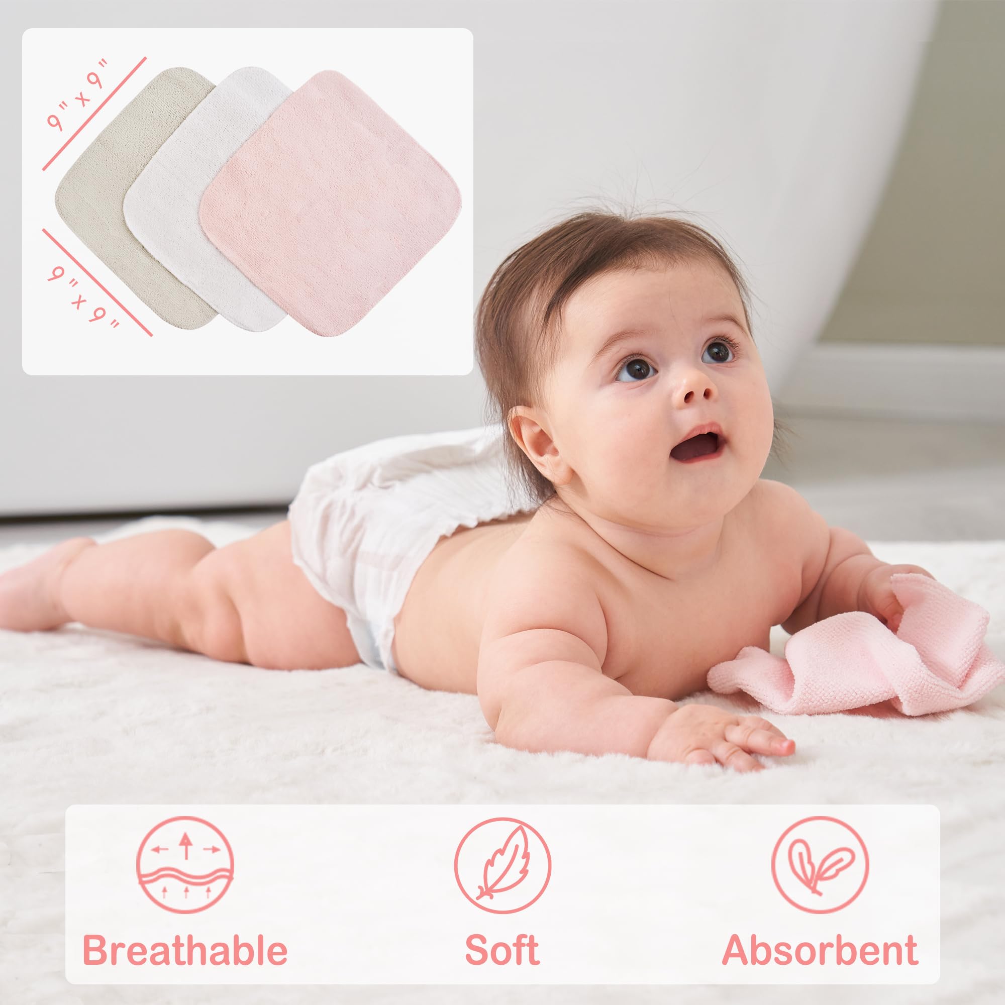 Viviland baby washcloths used as gentle wipe and snack-time bibs