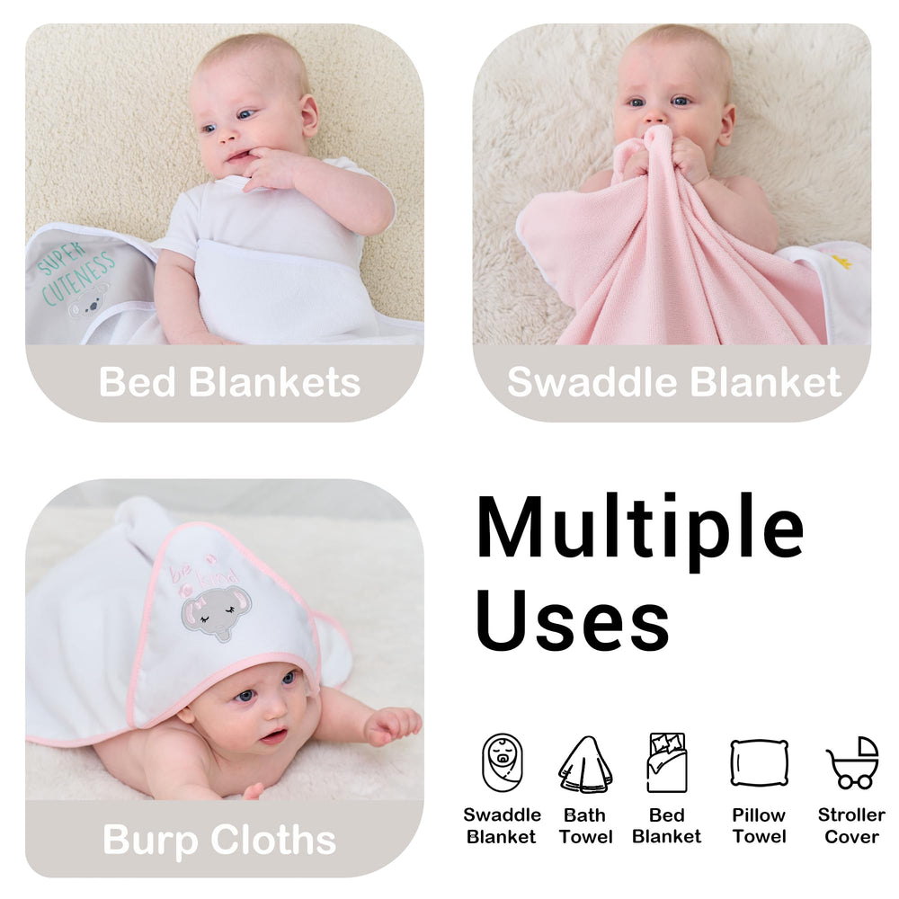 Viviland Elephant Flower towels ready to dry baby after bath with plush comfort.