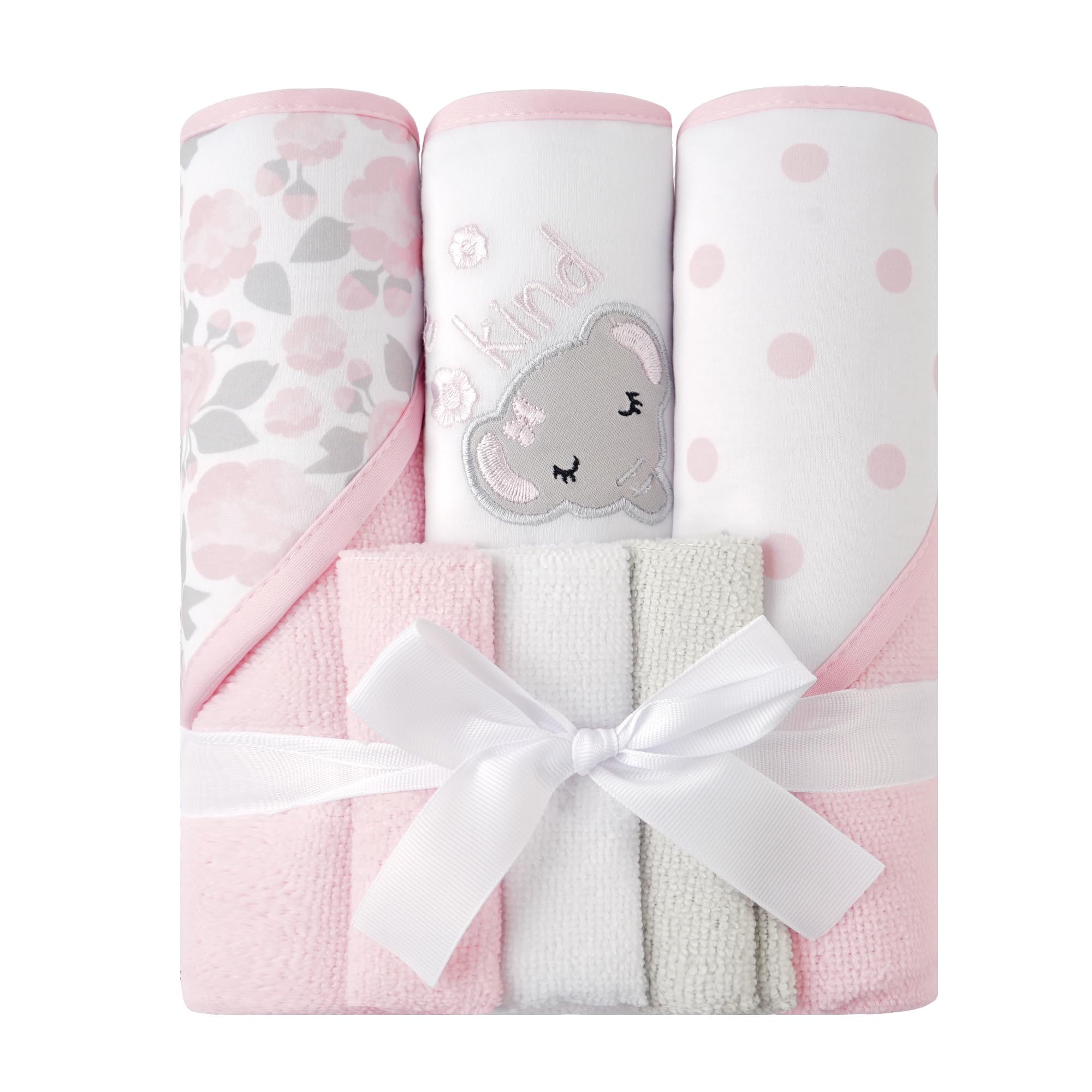 Viviland Elephant Flower hooded towel close-up for bath time warmth.