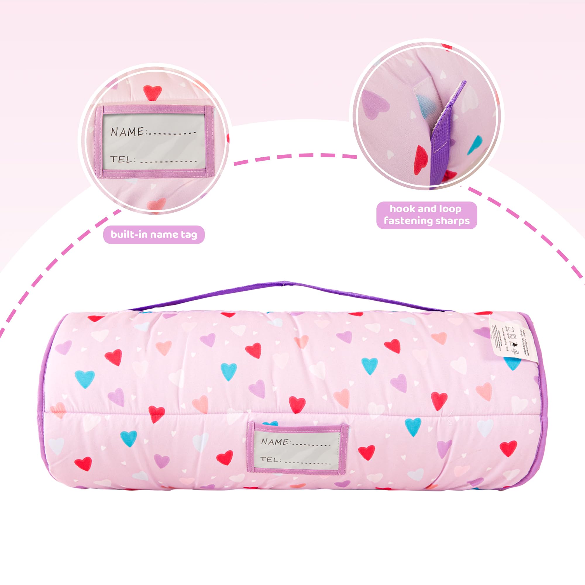 Viviland heart-pattern sleep mat ready for preschool routines