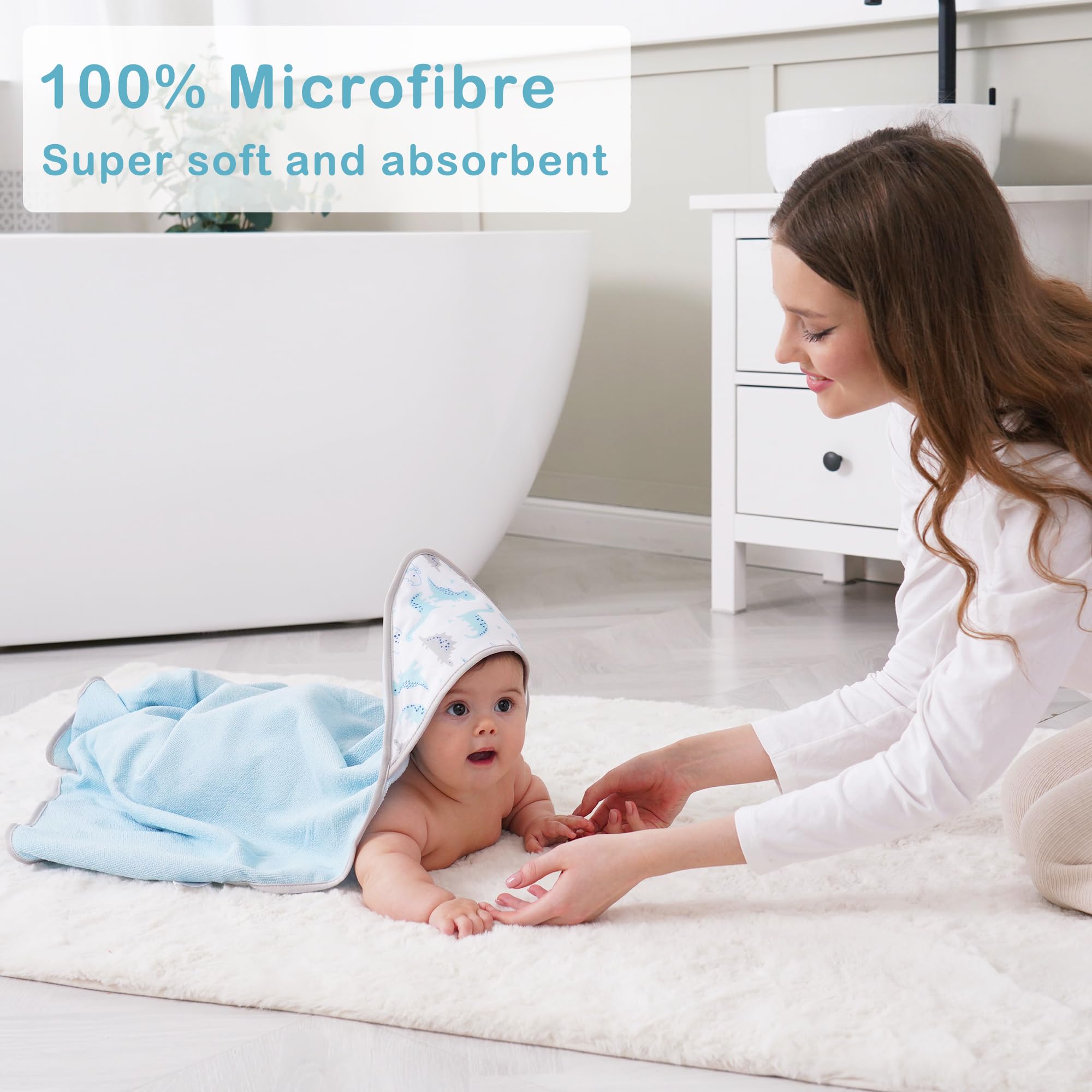Viviland hooded towel with stitched edges demonstrates durability and plush feel