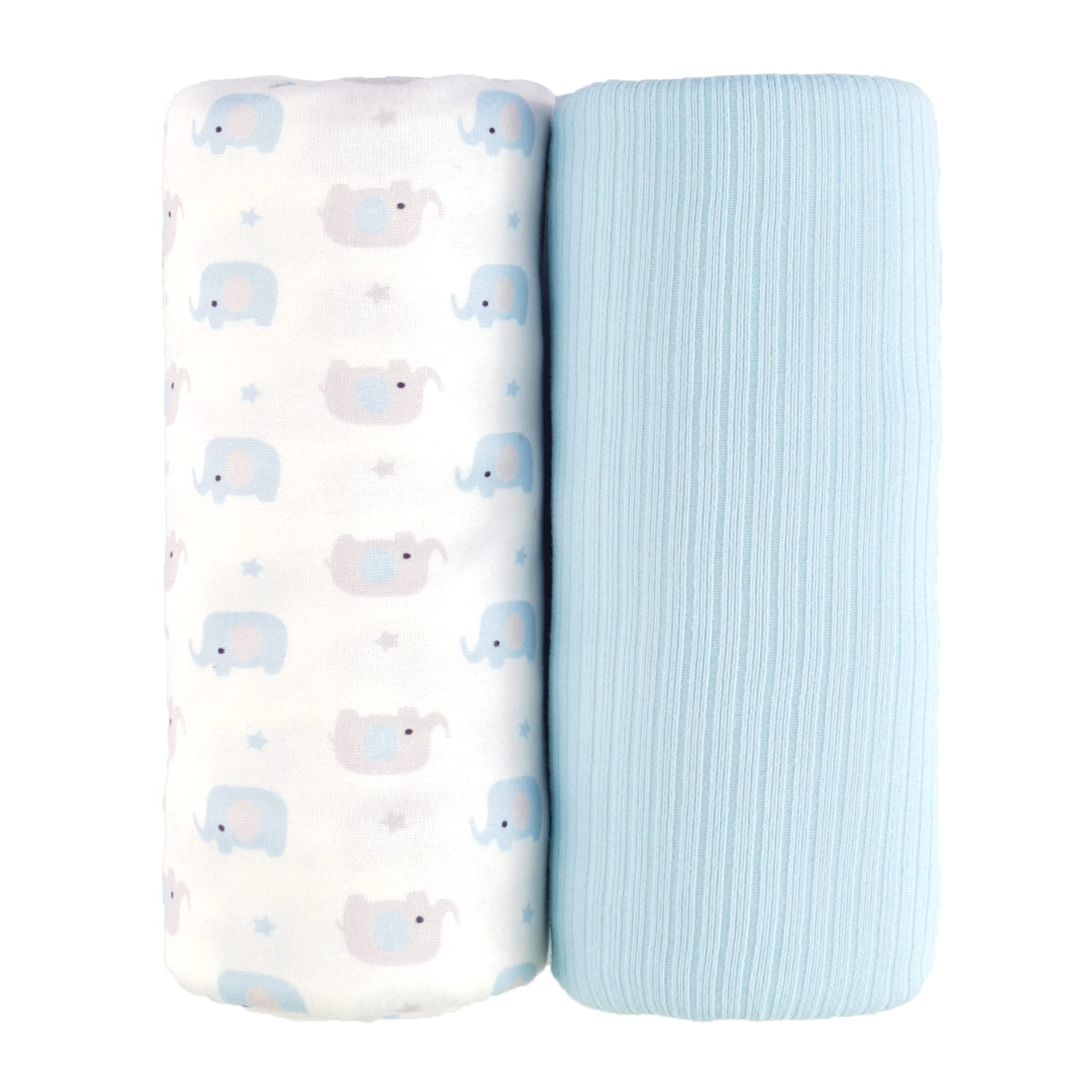 Viviland jersey swaddle elephant front view emphasizes soft fabric and gentle comfort.