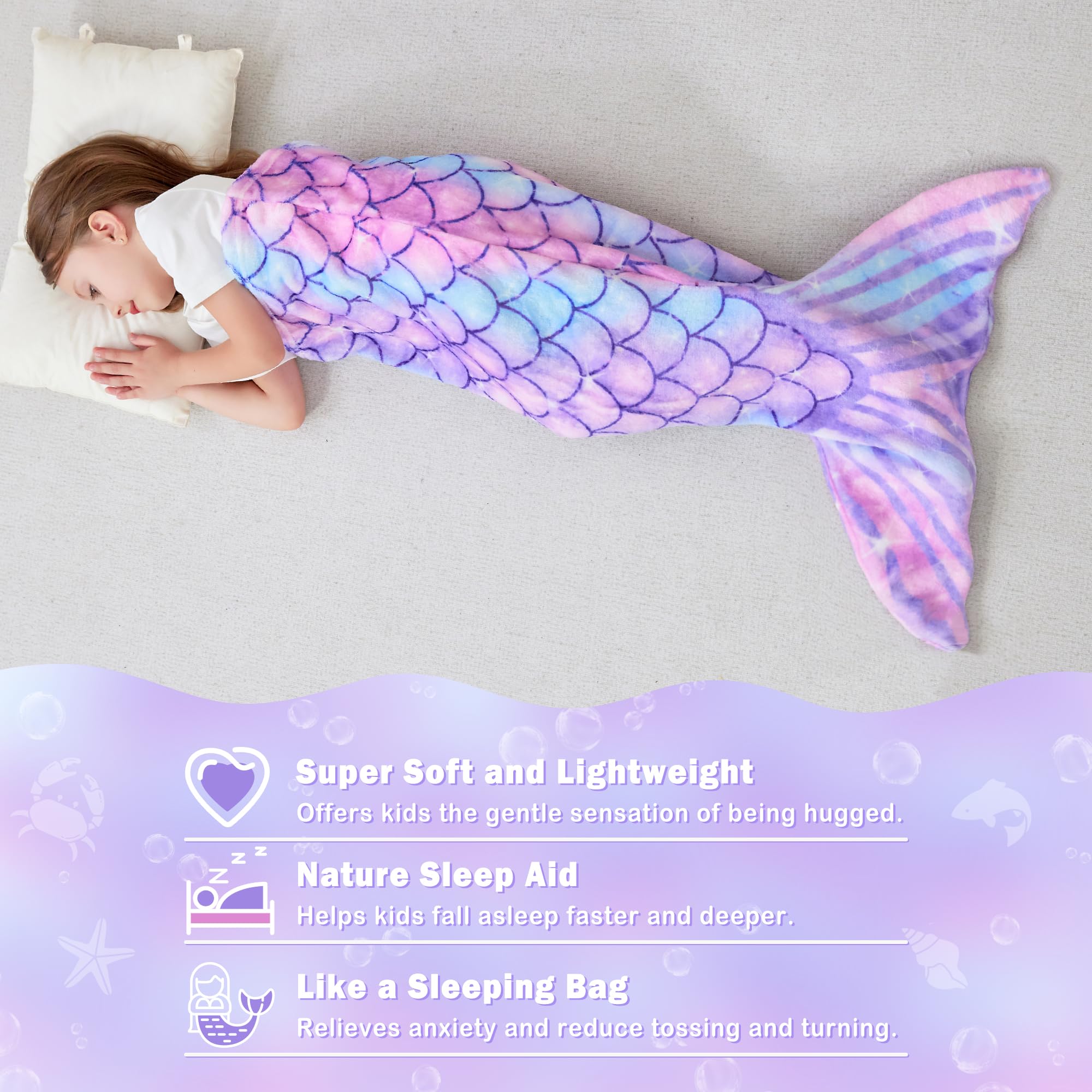 Viviland Mermaid Tail Blanket all-season use for home lounging