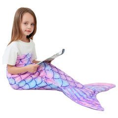 Viviland Mermaid Tail Blanket close-up of plush fabric for cozy warmth