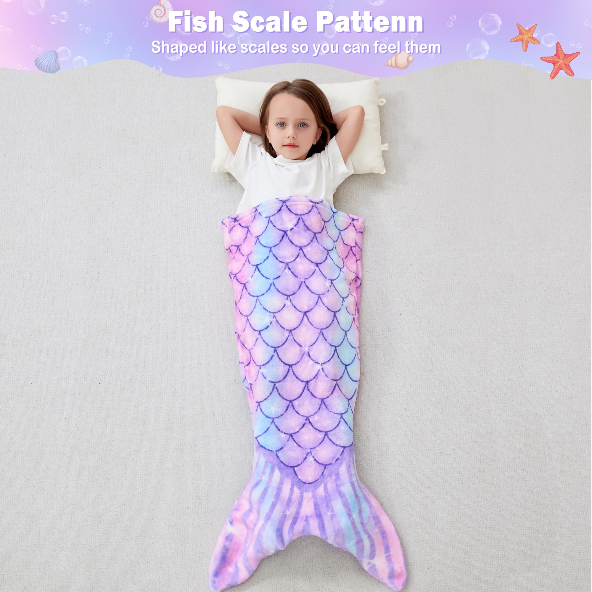 Viviland Mermaid Tail Blanket gift-ready purple color ideal for birthdays