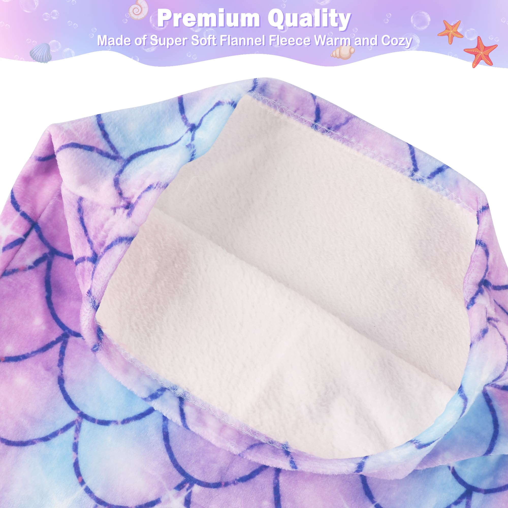 Viviland Mermaid Tail Blanket tail-detail with scales for imaginative play