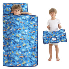 Viviland nap mat with blue car pattern, perfect for preschool naps and daycare.