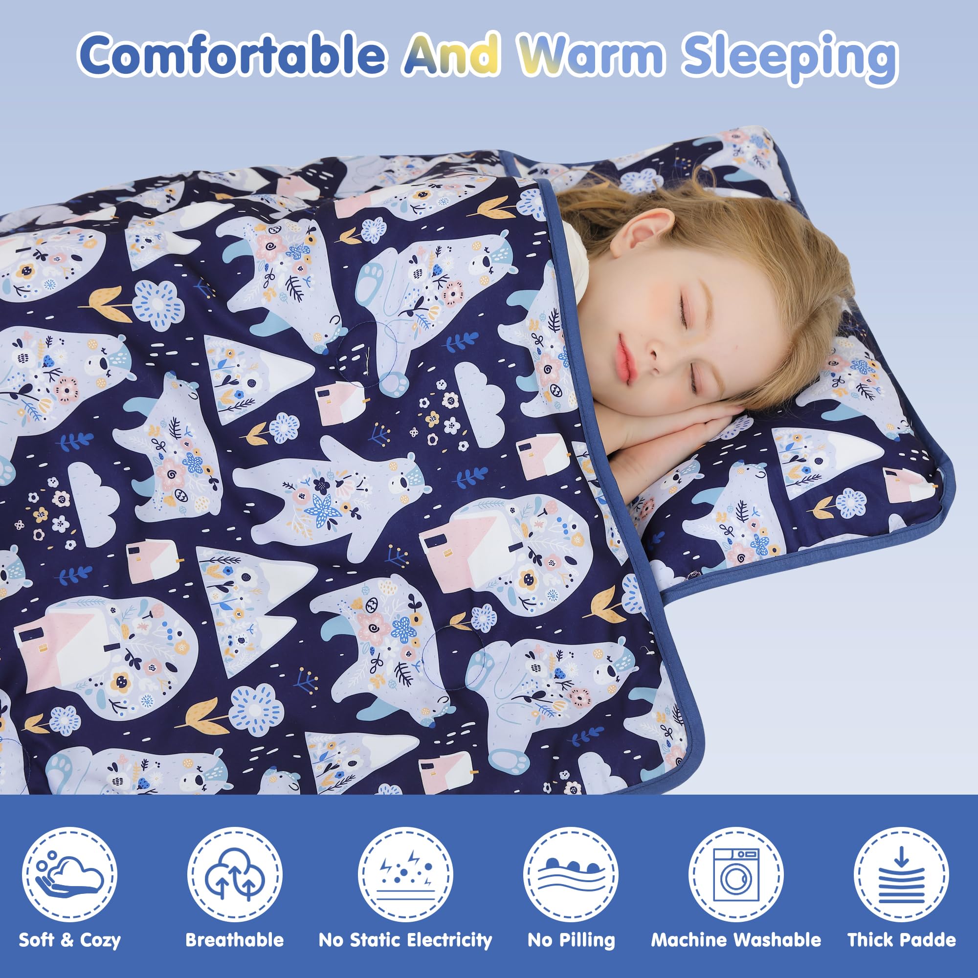 Viviland nap mat includes built-in name tag for quick identification.