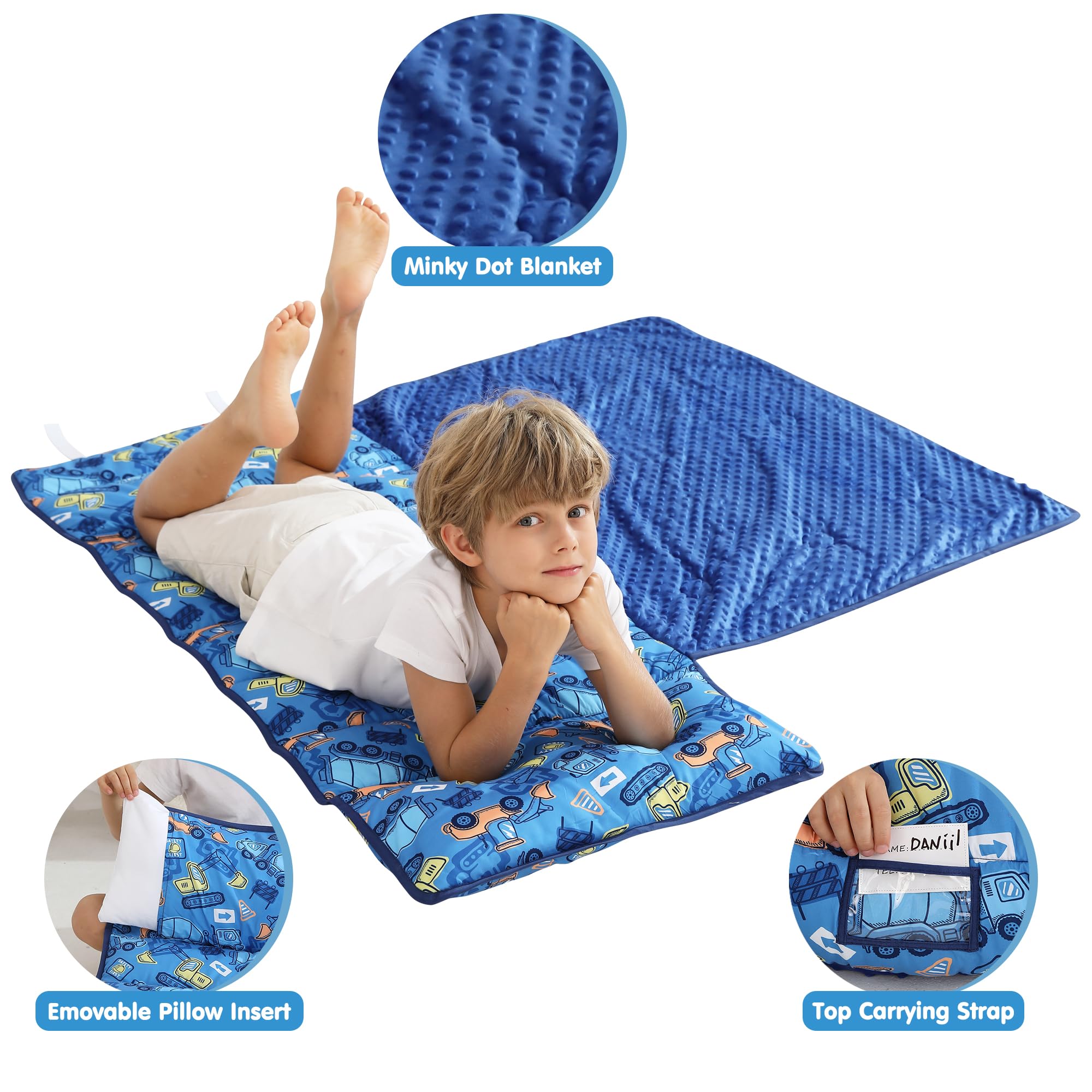 Viviland nap mat showing removable pillow for versatile comfort during naps.
