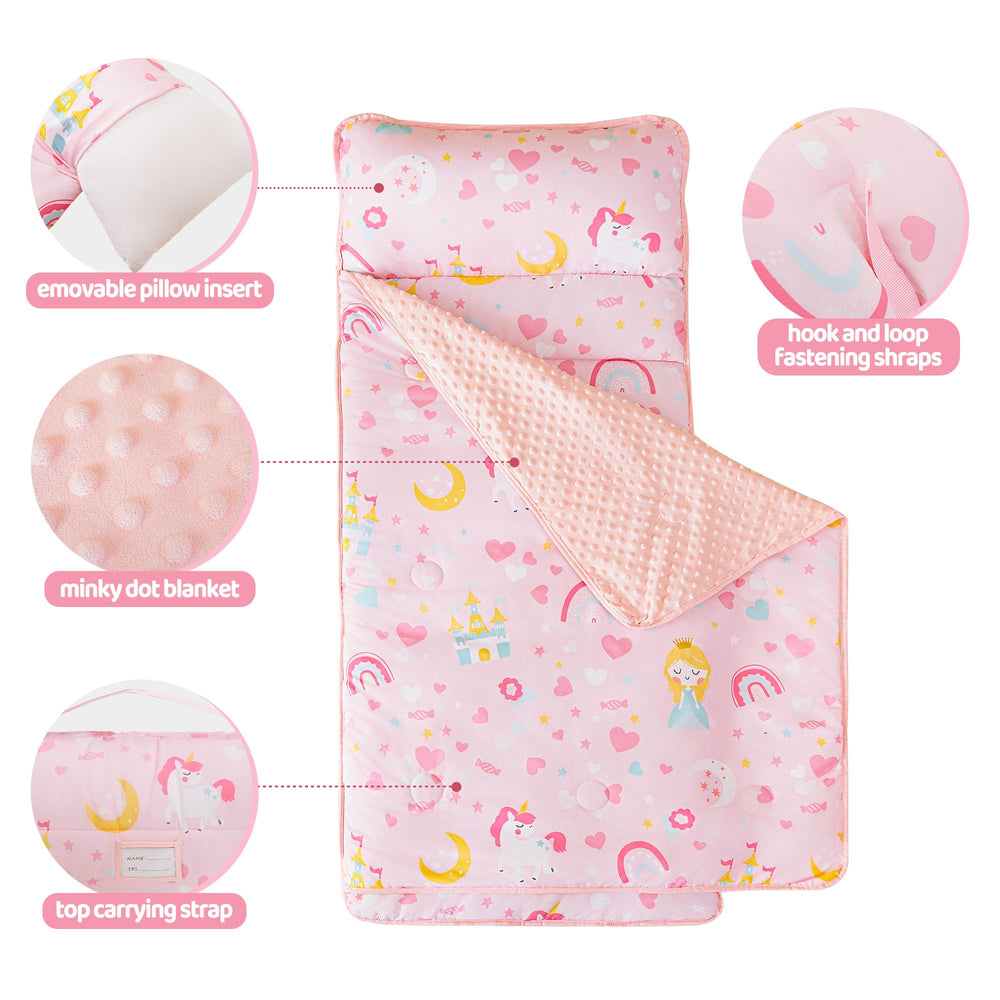 Viviland nap mat with removable blanket and pillow for easy cleaning.