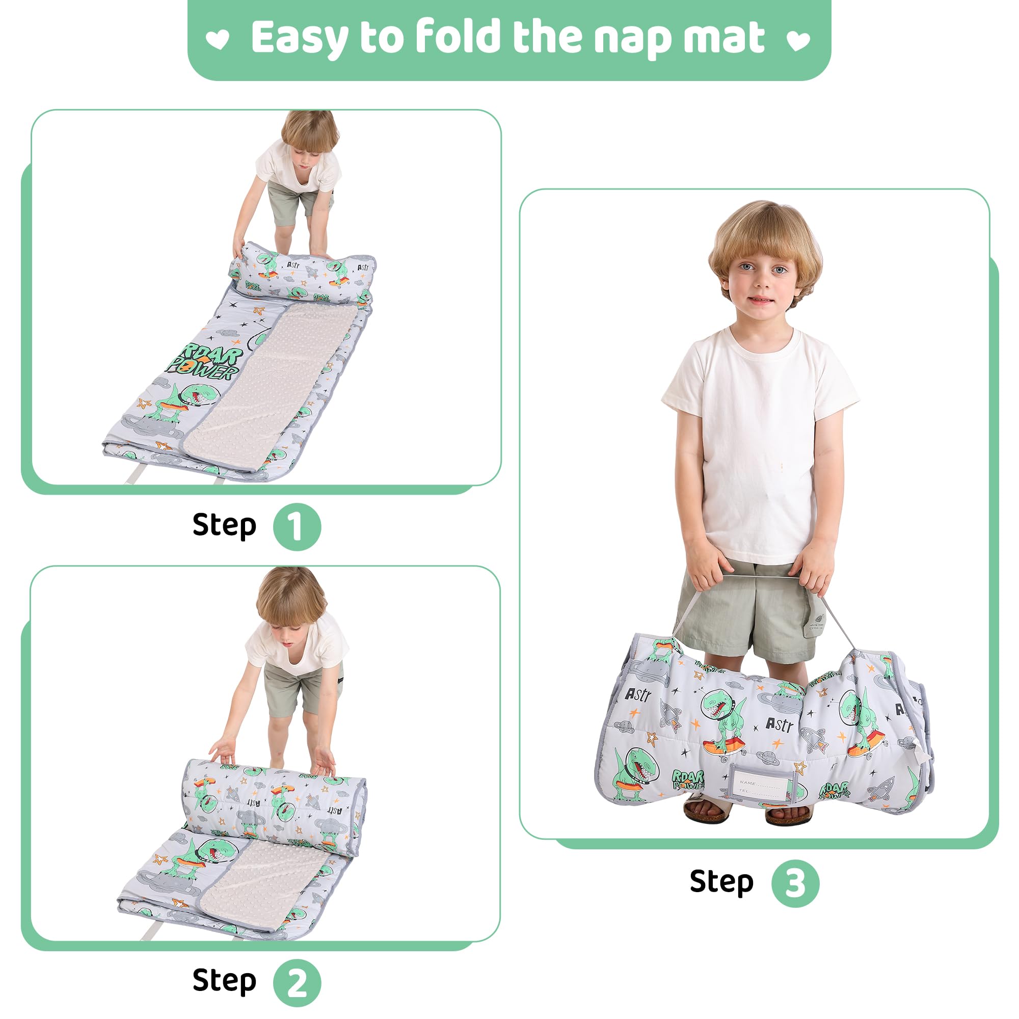 Viviland nap mat size 50x20 fits kids ages 3-6 for snug naps