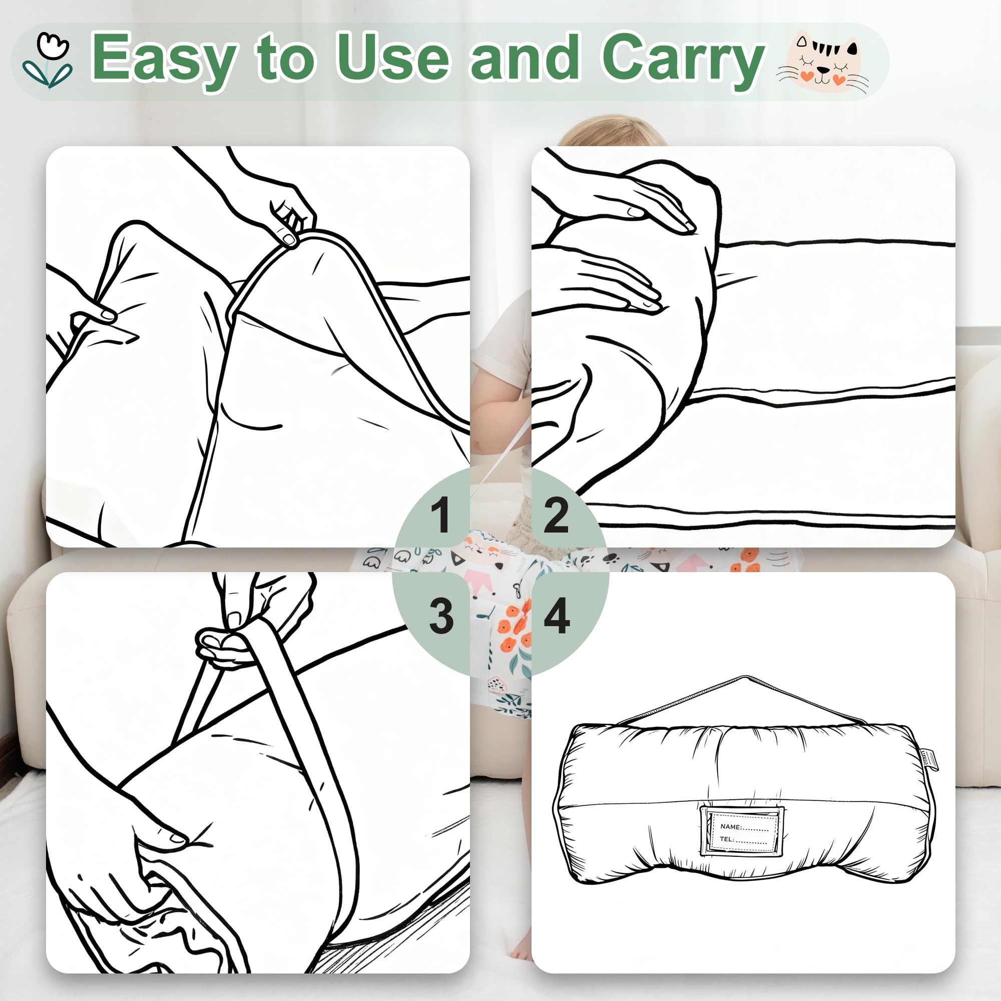 Viviland nap mat stroller-blanket-mat captures compact, travel-friendly arrangement.