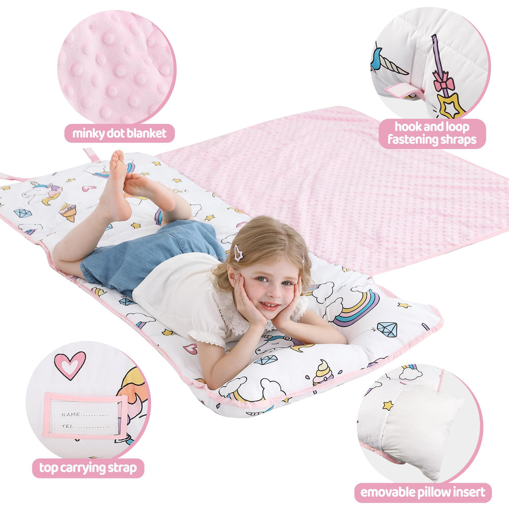 Viviland nap mat includes removable blanket for adjustable warmth.