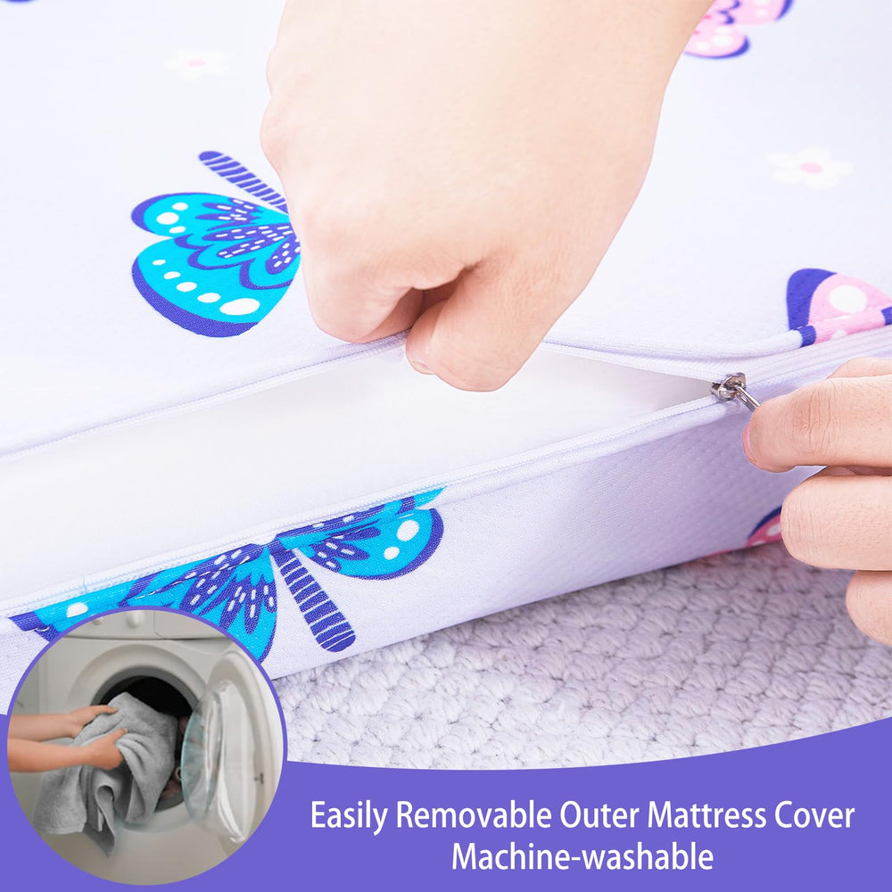 Viviland odorless-pack-n-play-mattress close-up emphasizes clean materials for sensitive toddlers.