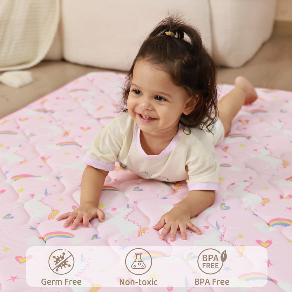 Viviland pink unicorn design play mat for kids