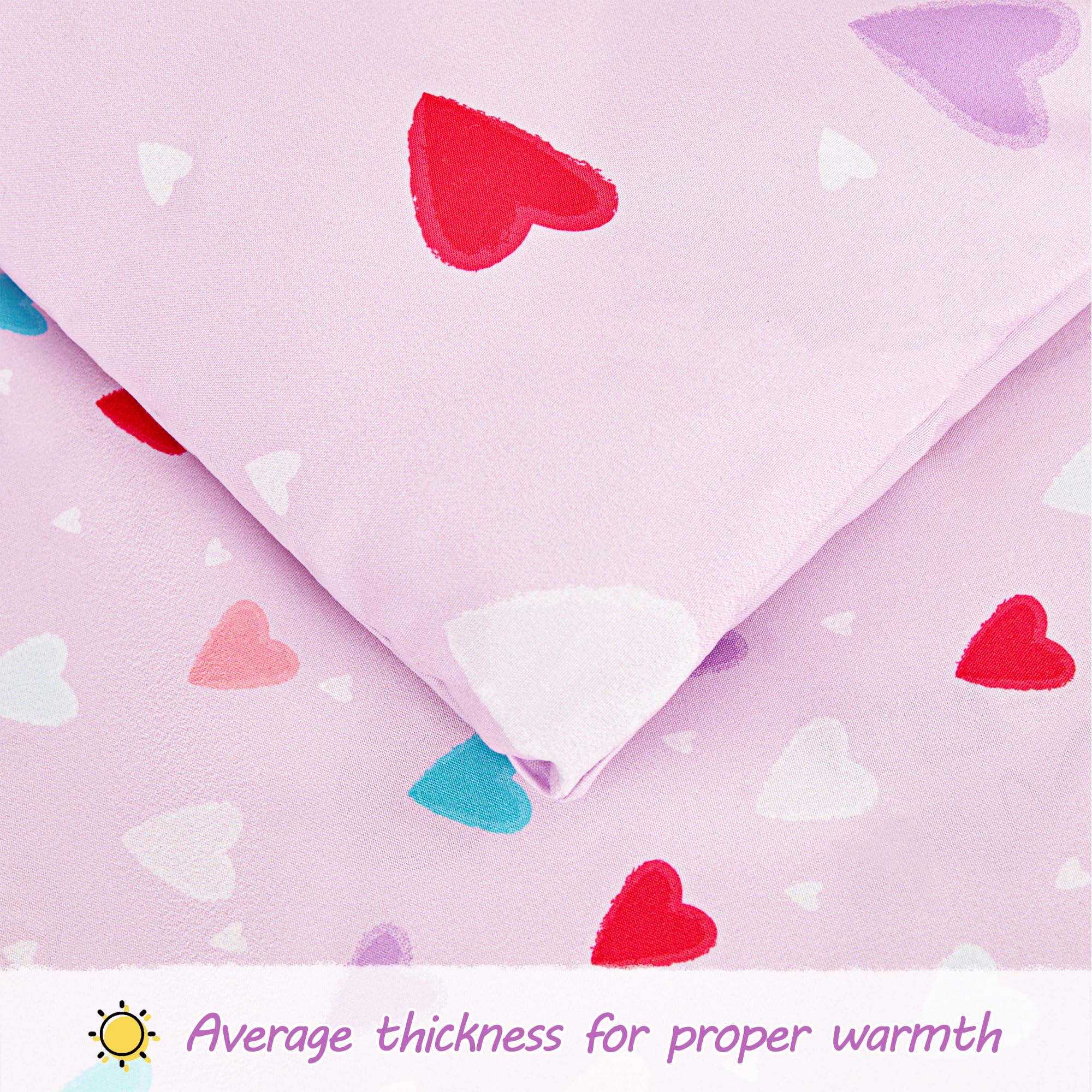 Viviland Purple Heart pillowcase detail for bedtime routine
