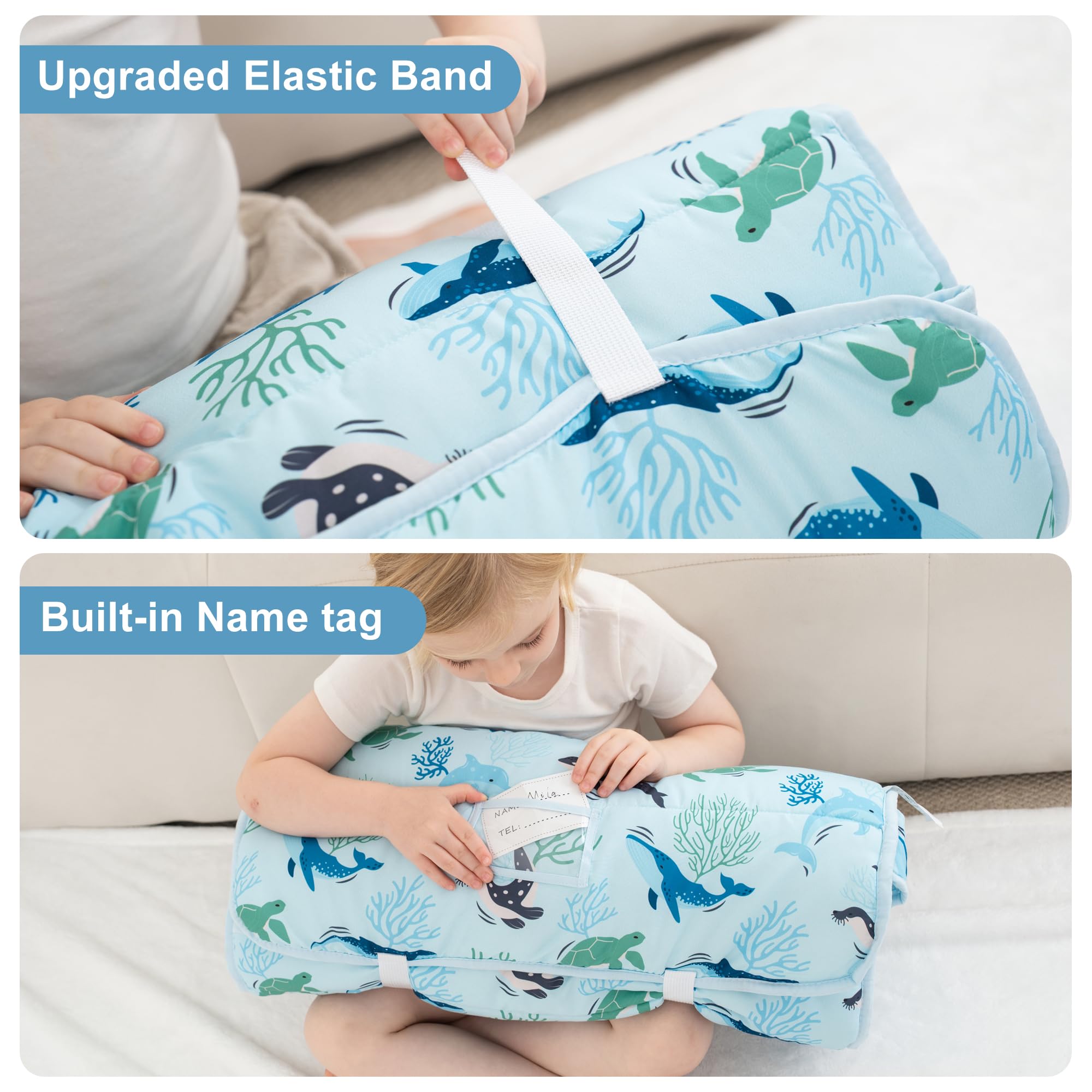 Viviland Nap Mat blue ocean whales blanket provides warm, cozy coverage.