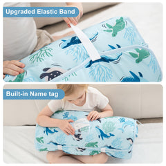 Viviland Nap Mat blue ocean whales blanket provides warm, cozy coverage.