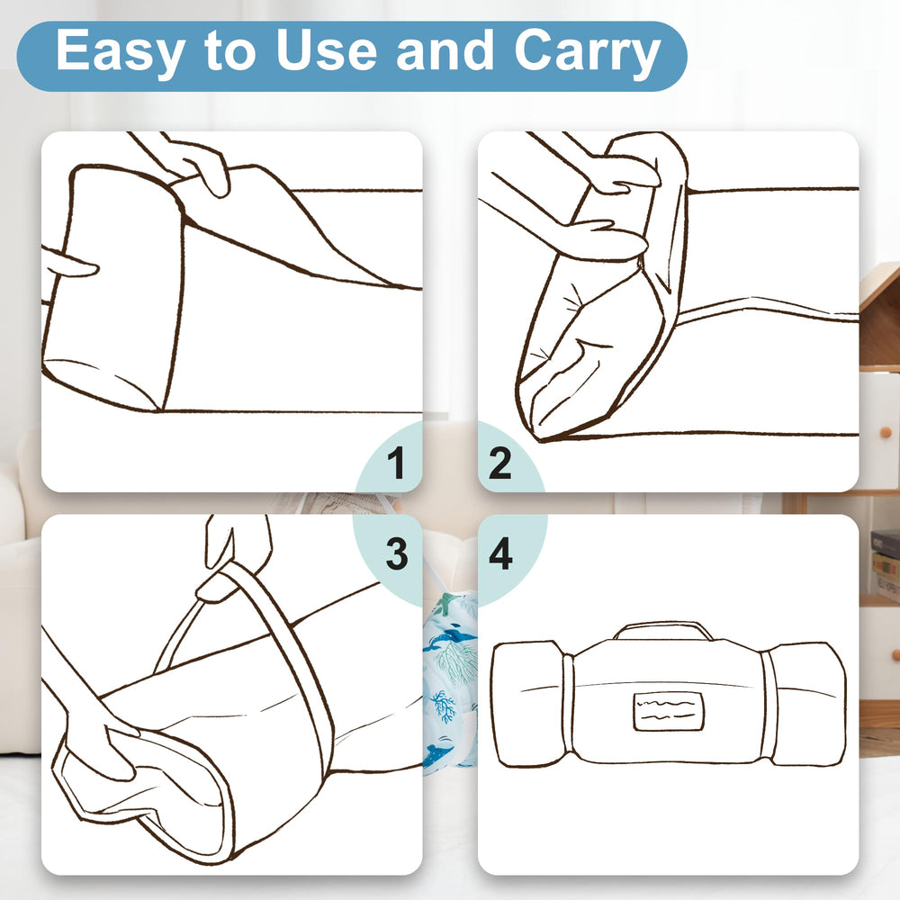 Viviland Nap Mat in travel mode supports planes and road trips with comfort.