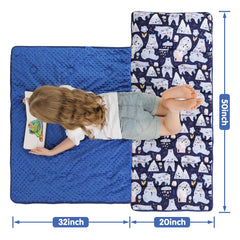 Viviland nap mat in deep blue bear pattern ready for preschool naps.